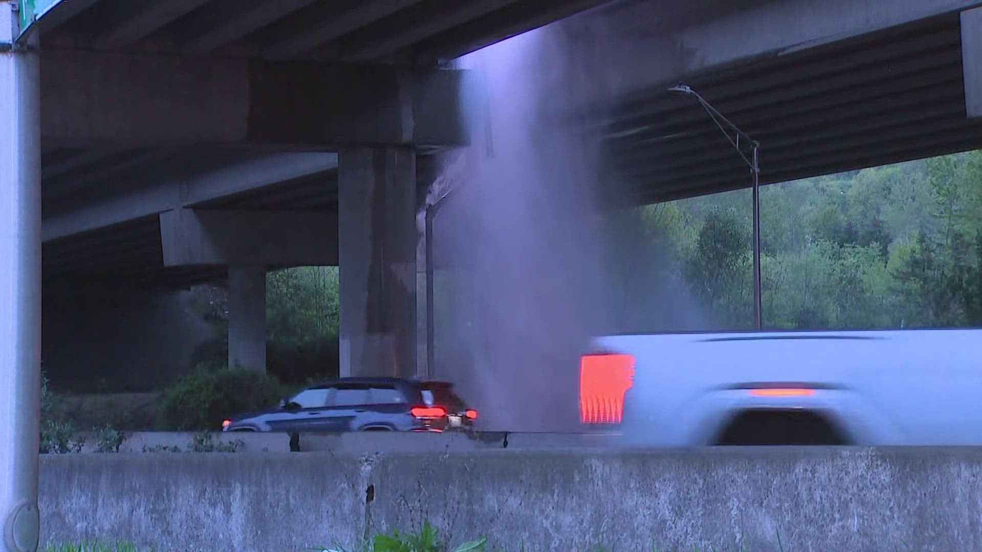 Standing water on the roadway is slowing down traffic in south Seattle early Monday morning