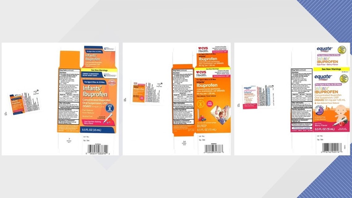Recall of infant liquid ibuprofen sold at Walmart and CVS