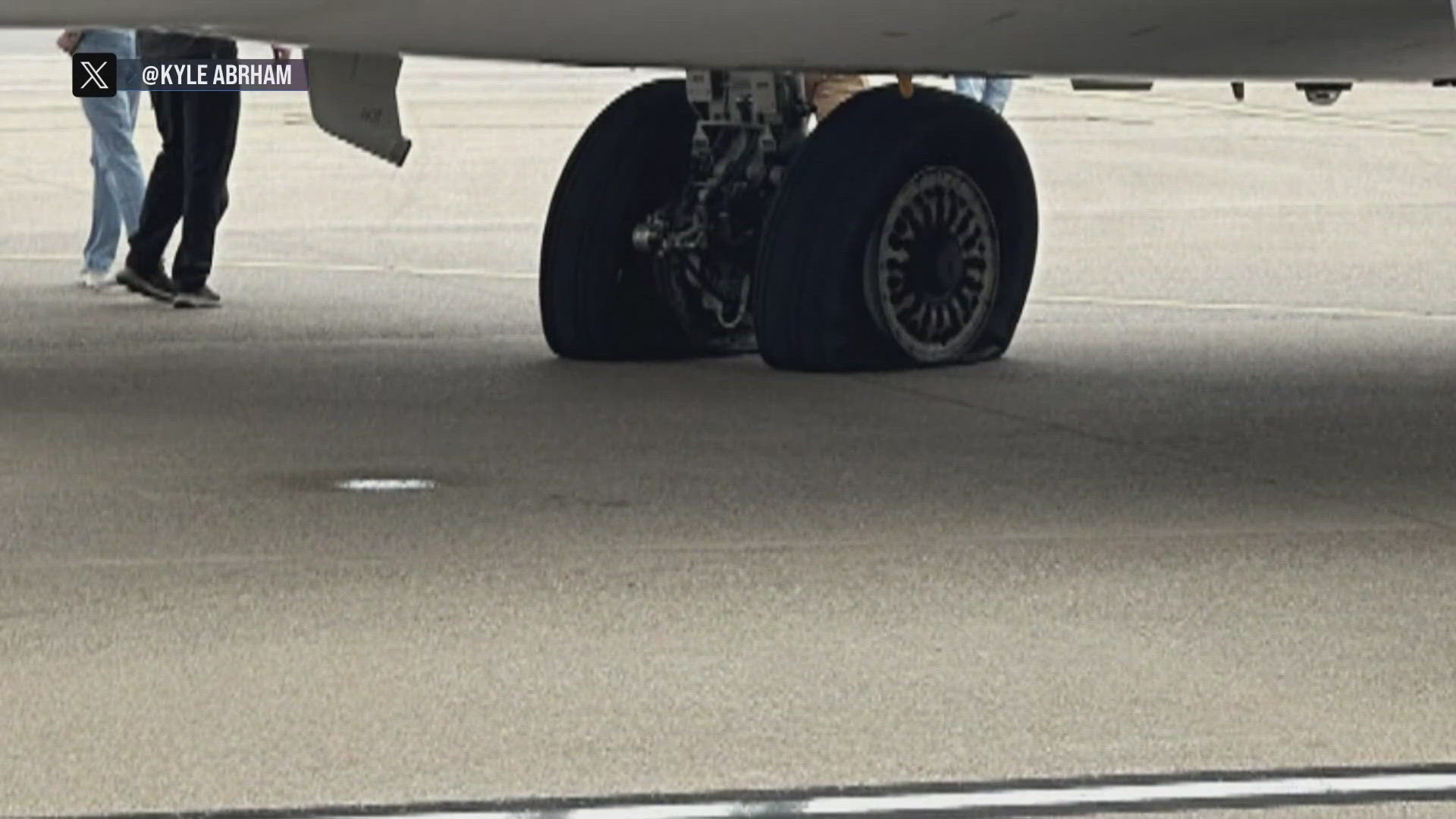 The Alaska Airlines plane's tires blew out when braking to avoid the collision.