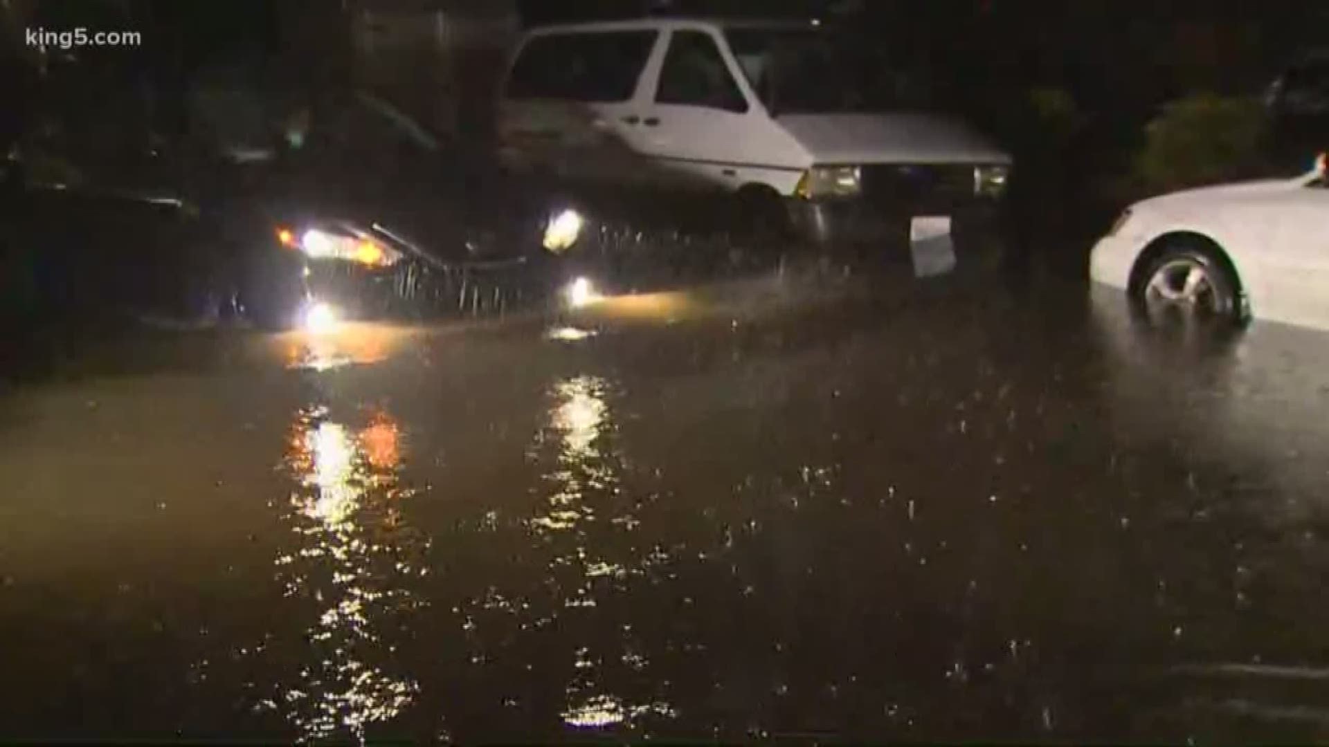 Heavy rain is causing some streets in western Washington to flood.