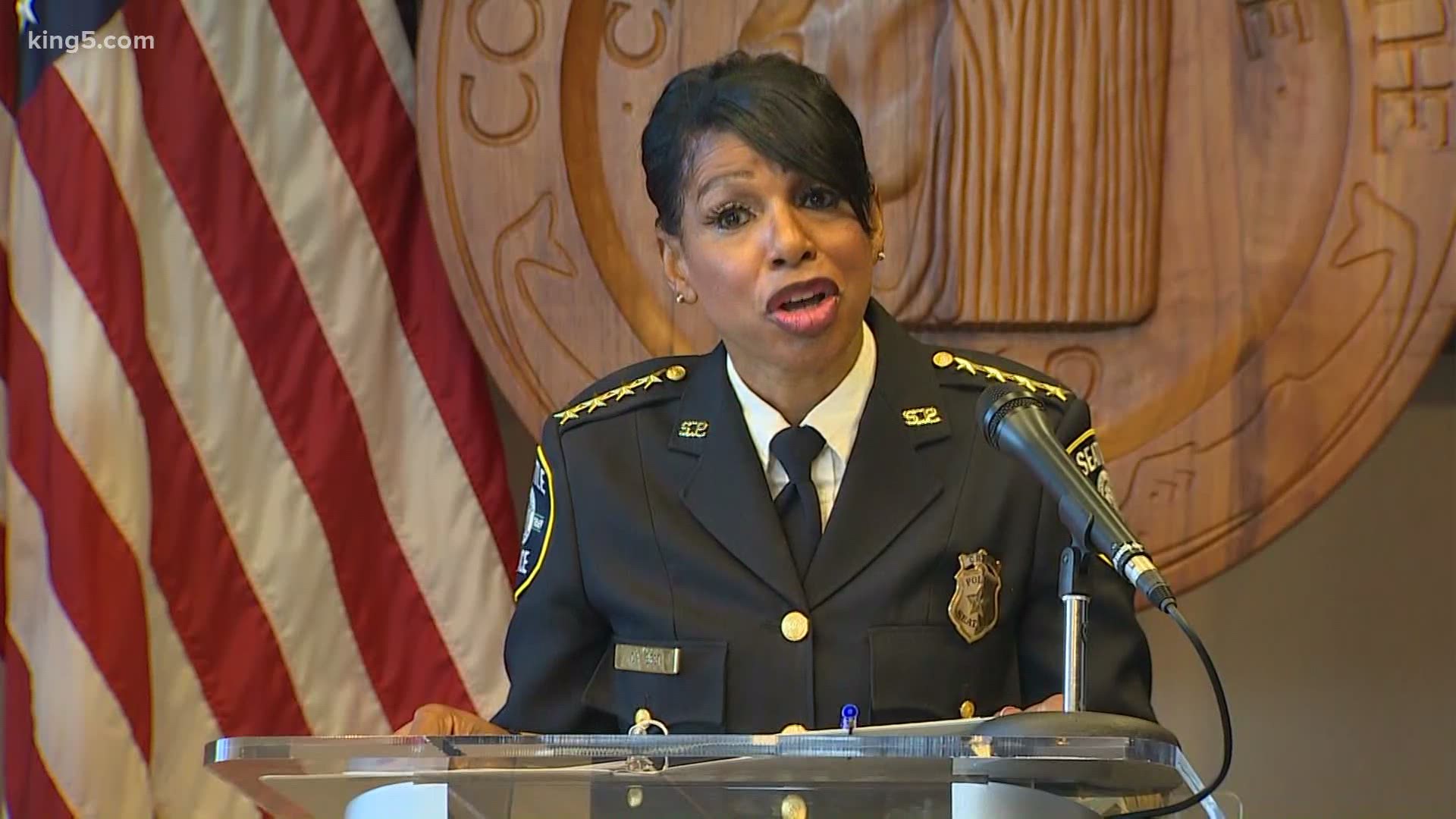 President Trump said during a national press conference Tuesday that it was a shame Seattle Police Chief Carmen Best was leaving.