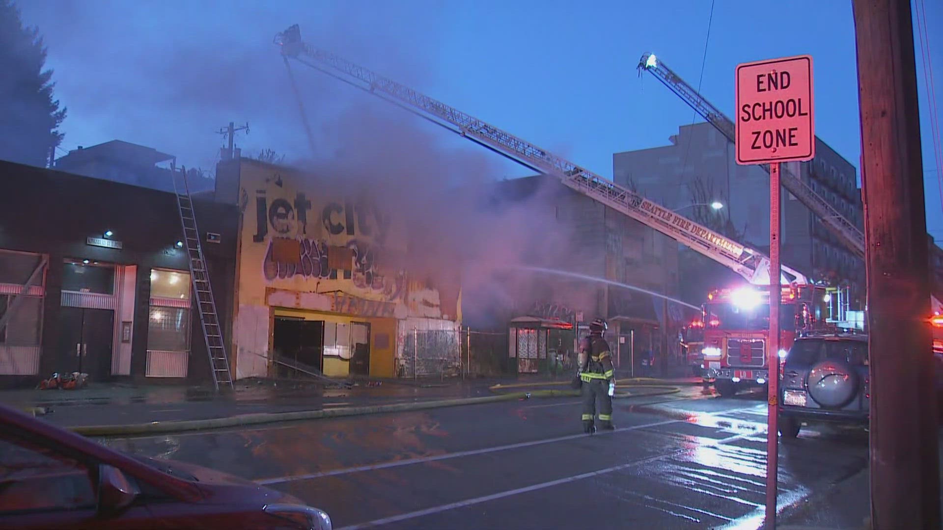 One person was found dead after an early-morning blaze at a vacant building in Seattle's University District on Monday.