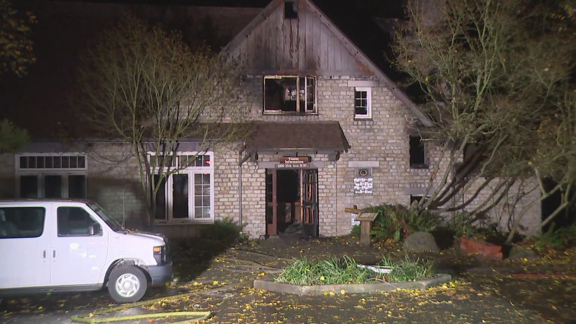 A fire caused major damage at West Seattle's Camp Long, a 68 acre park that includes a lodge and ten cabins.