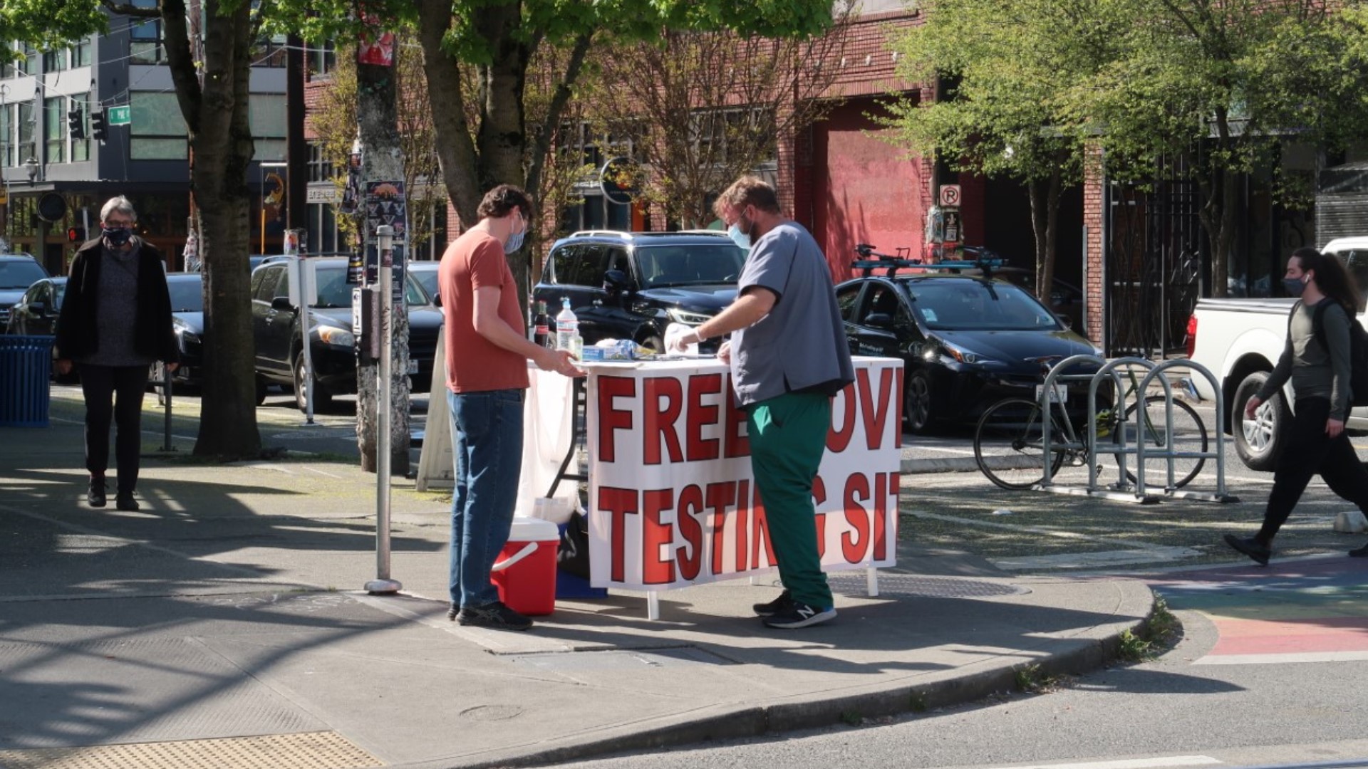 The county received reports of people going door-to-door offering tests, and a California company has also set up pop-up locations at parks and sidewalks.