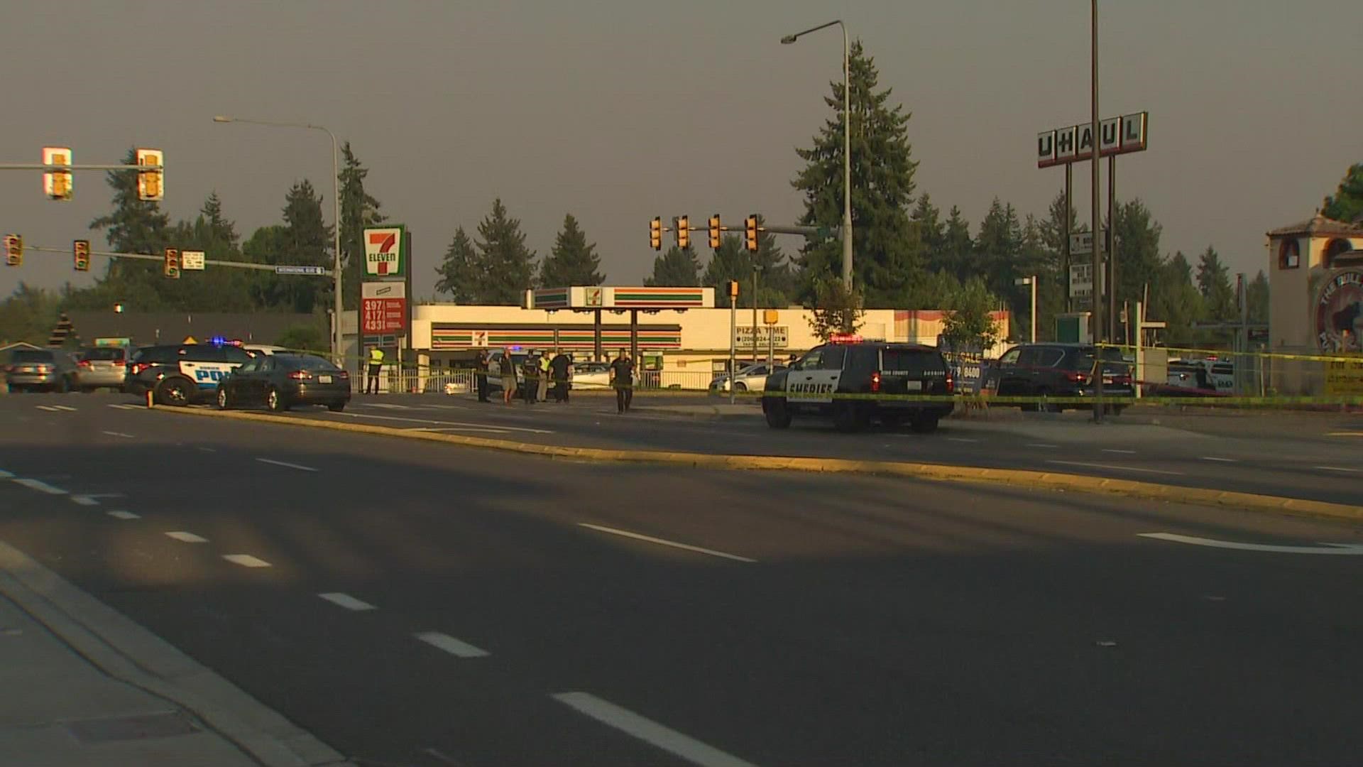 The shooting happened near the intersection of International Blvd. and S. 200th St. in SeaTac.