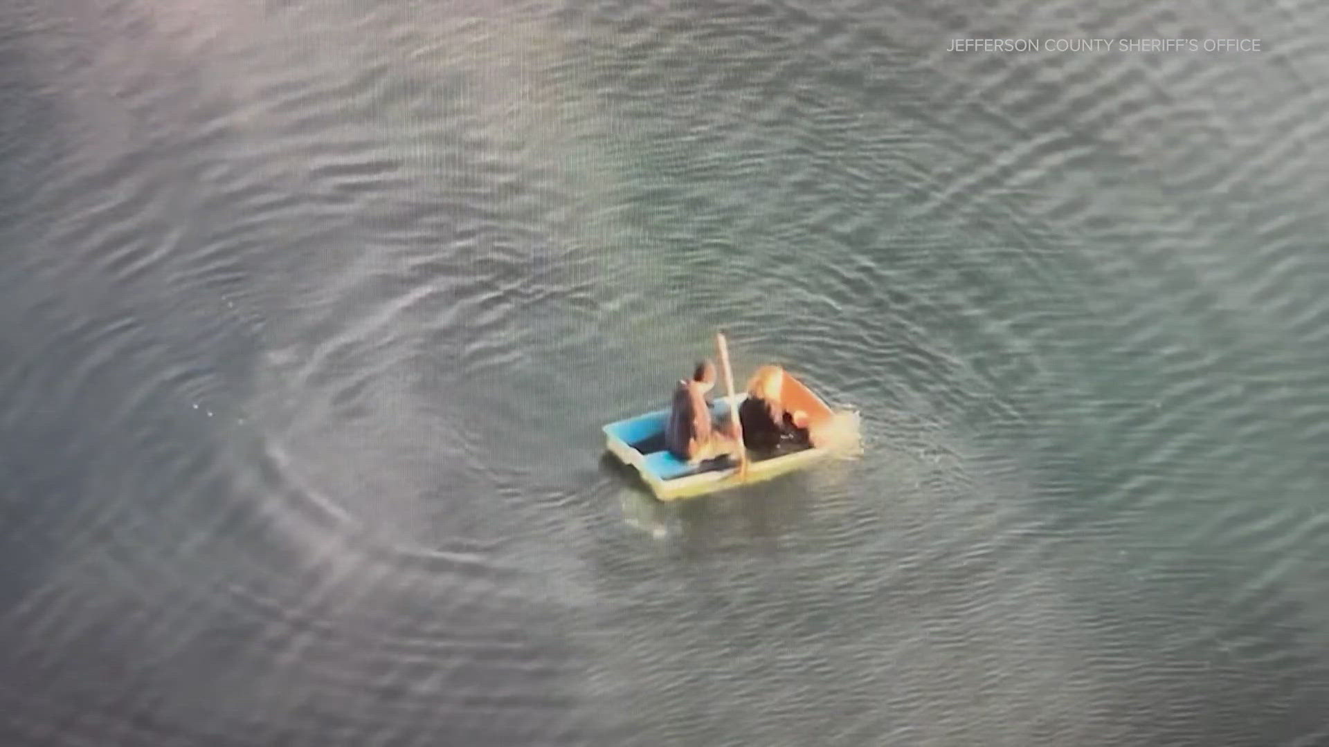 The suspects, a man and a woman, made off with $11,000 worth of jewelry before their escape plan was thwarted and they were forced to swim back to shore.