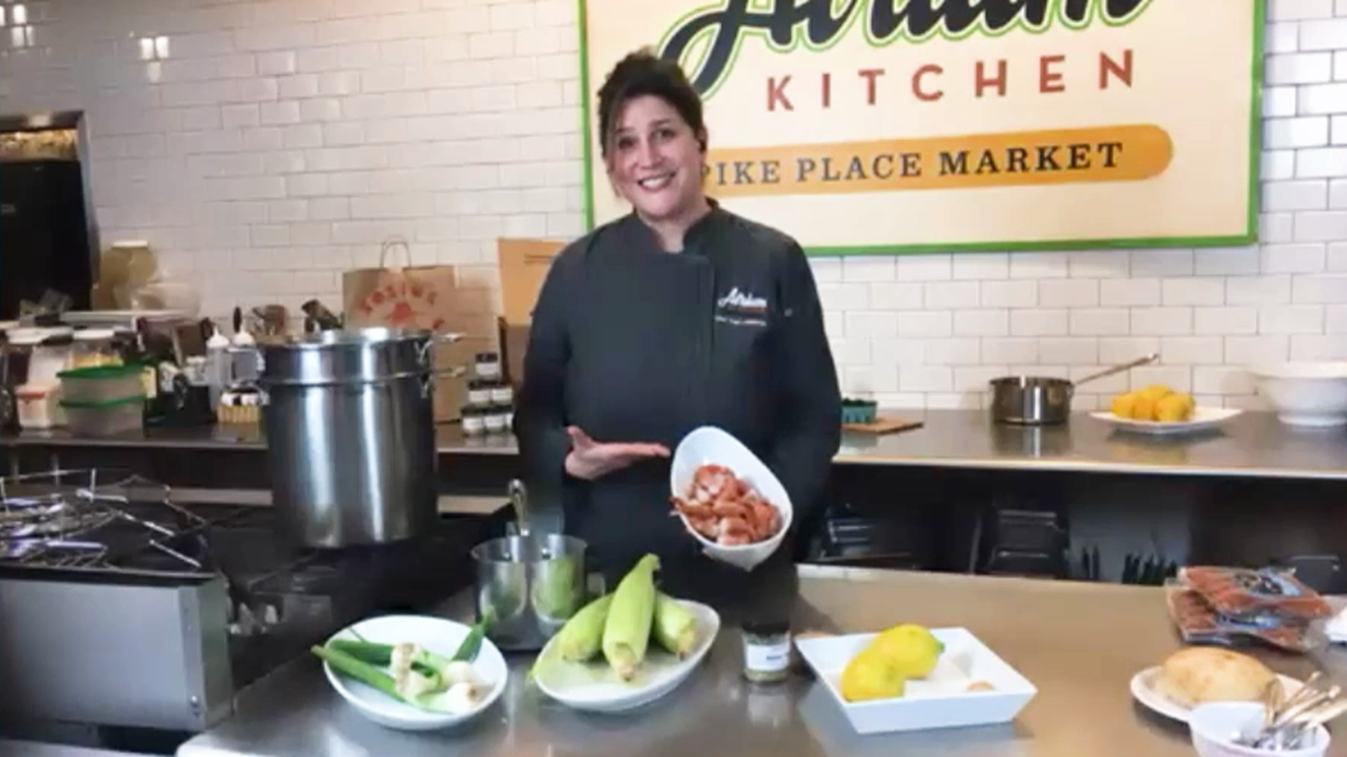 Atrium Kitchen Chef Traci Calderon demonstrates a Spot Prawn Boil with northwest ingredients! 🦐#newdaynw