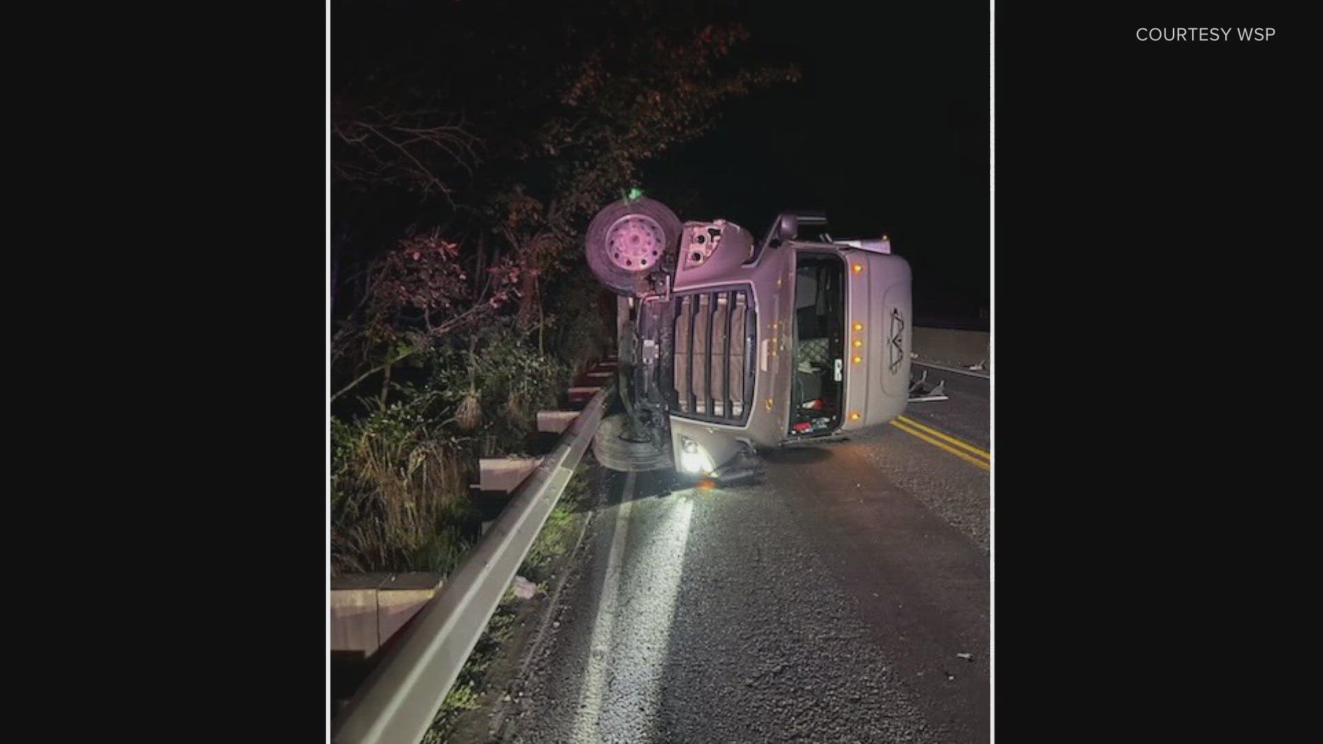 SR 18 between I-90 and Issaquah-Hobart Rd. is shut down in both directions after a semi-truck rolled over