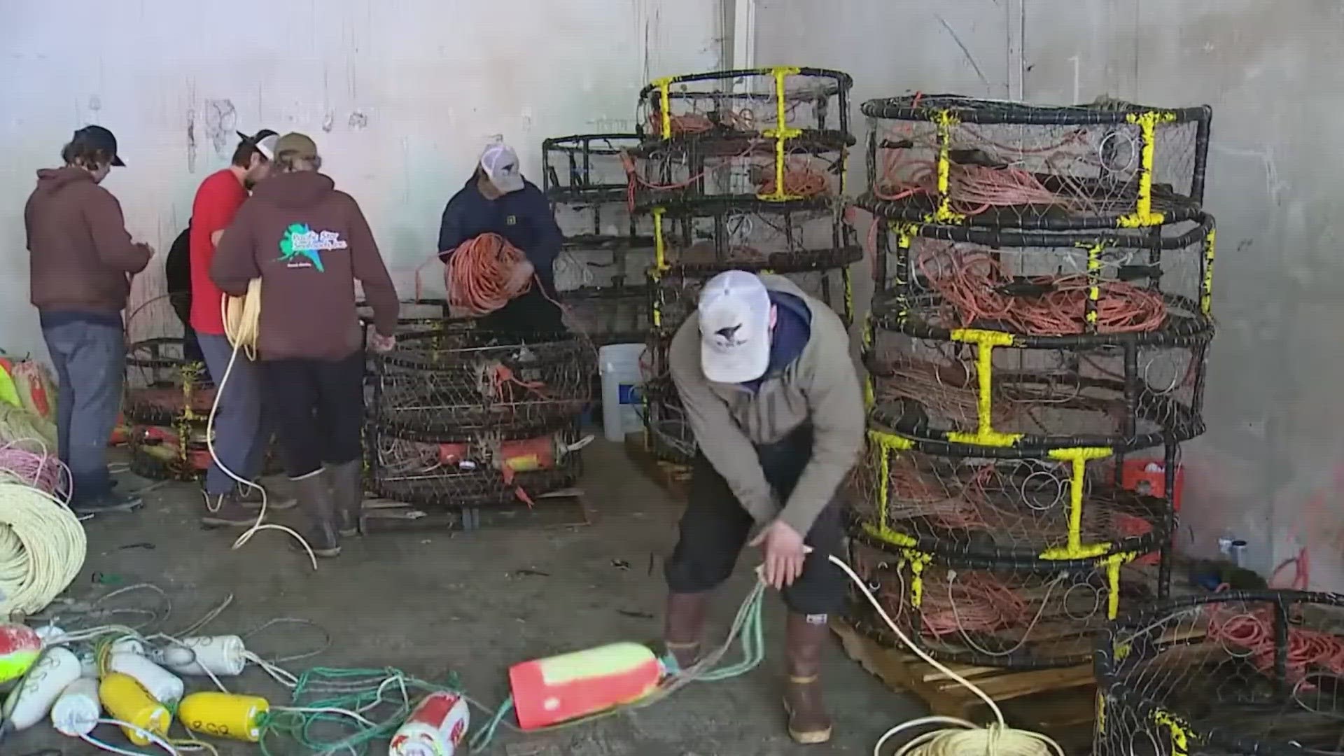 Thousands of crab pots were destroyed in the fire.