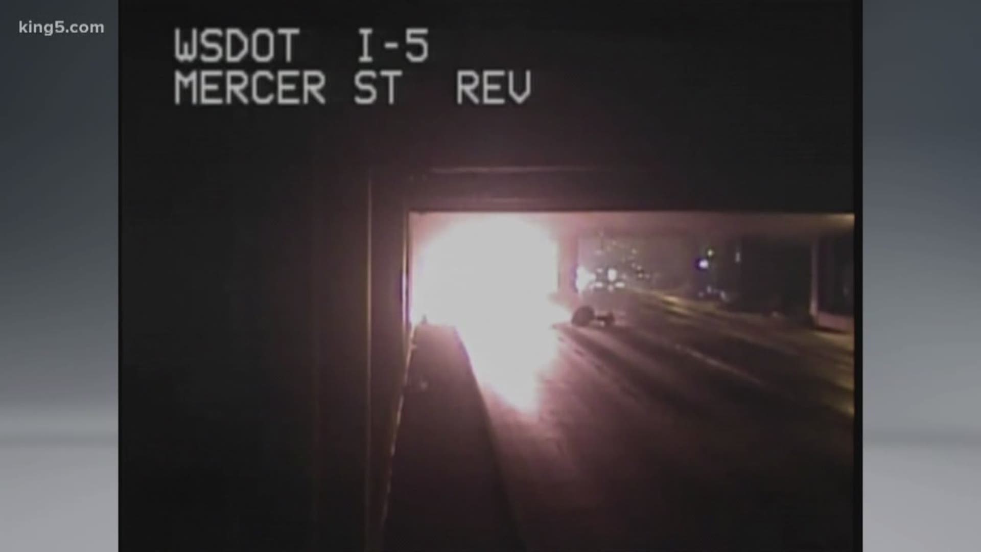 A truck fire has all southbound express lanes of I-5 blocked near Mercer Street.