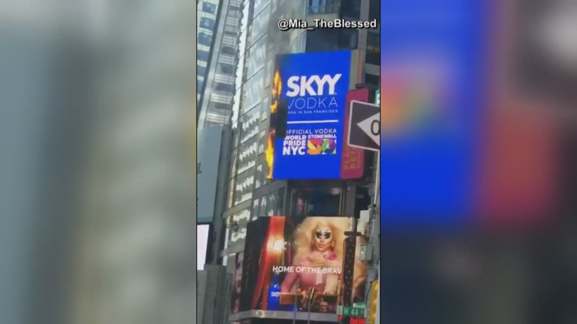 Digital billboard catches fire in New York City's Times Square.