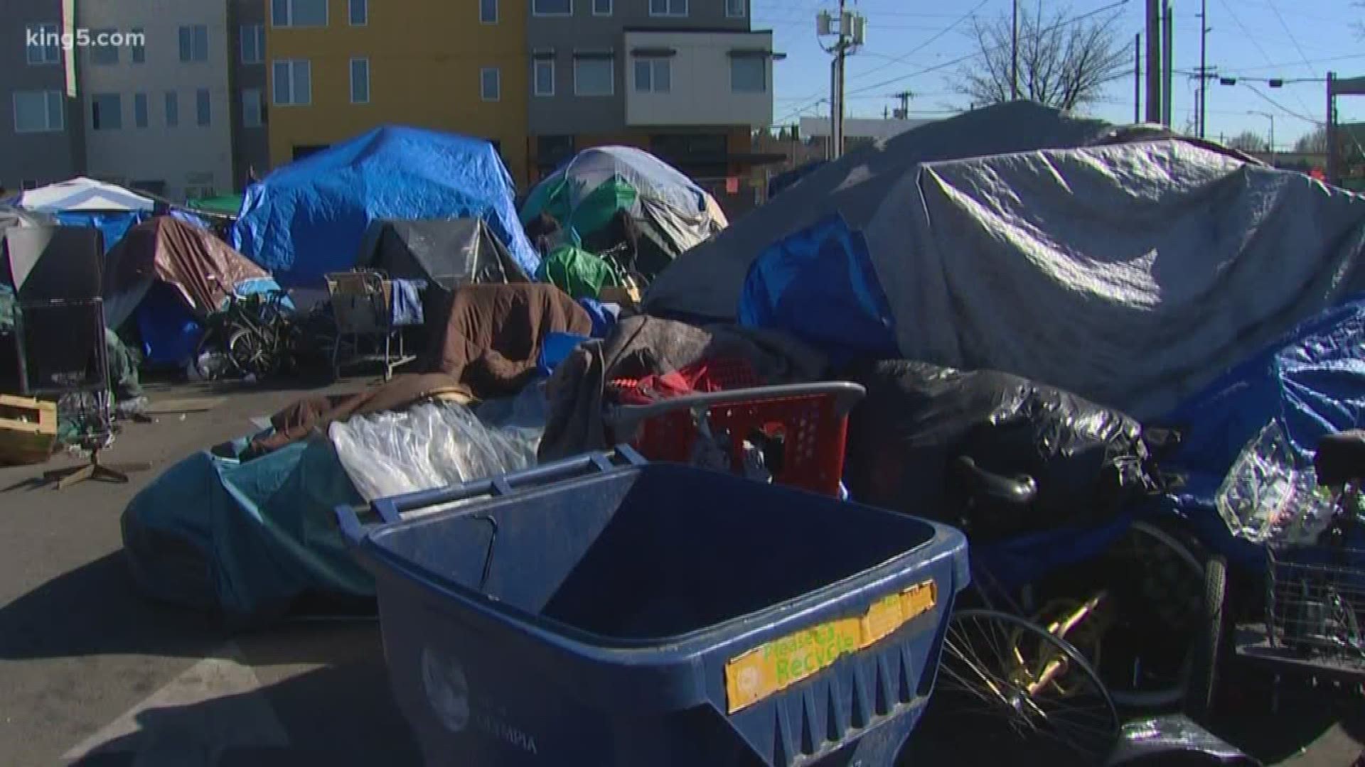 Olympia clearing out homeless camp | king5.com