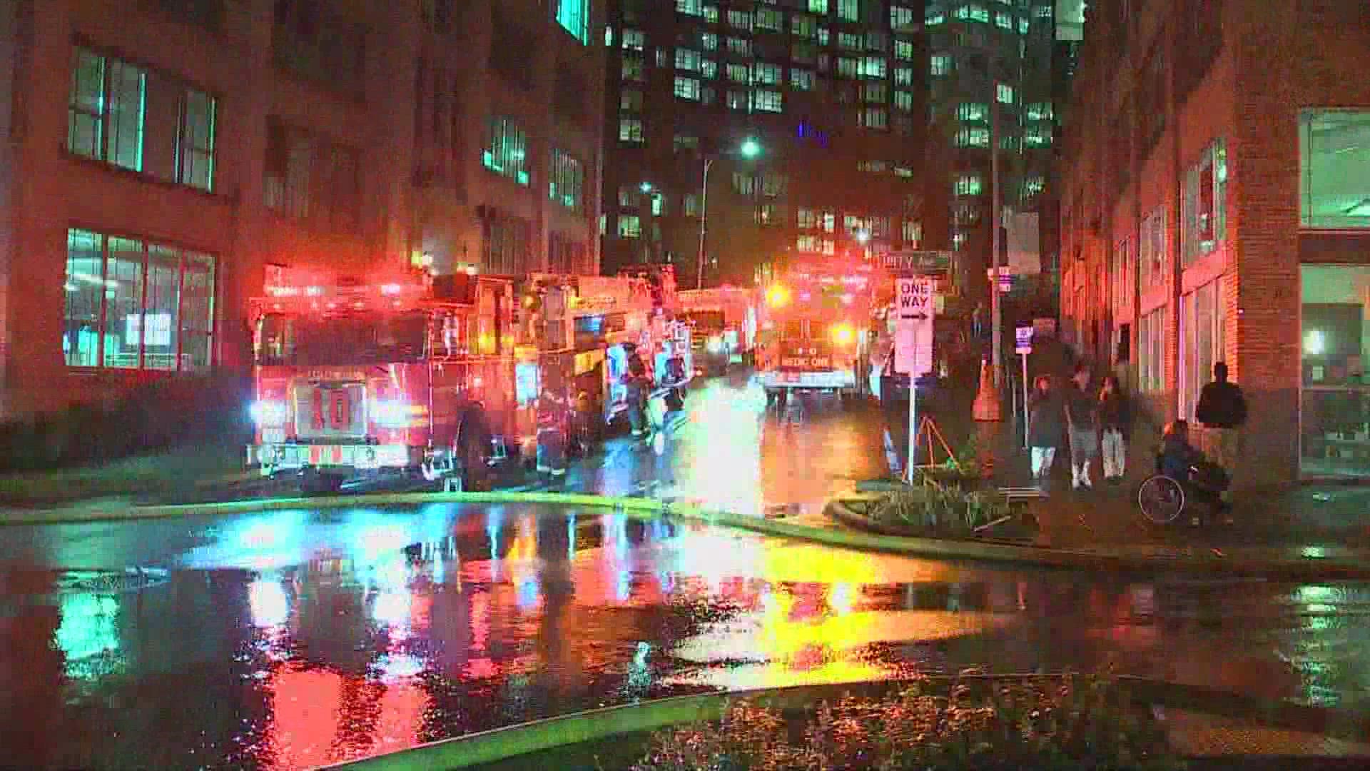 Seattle Fire Department crews were in South Lake Union Sunday morning after a fire broke out at an apartment building.