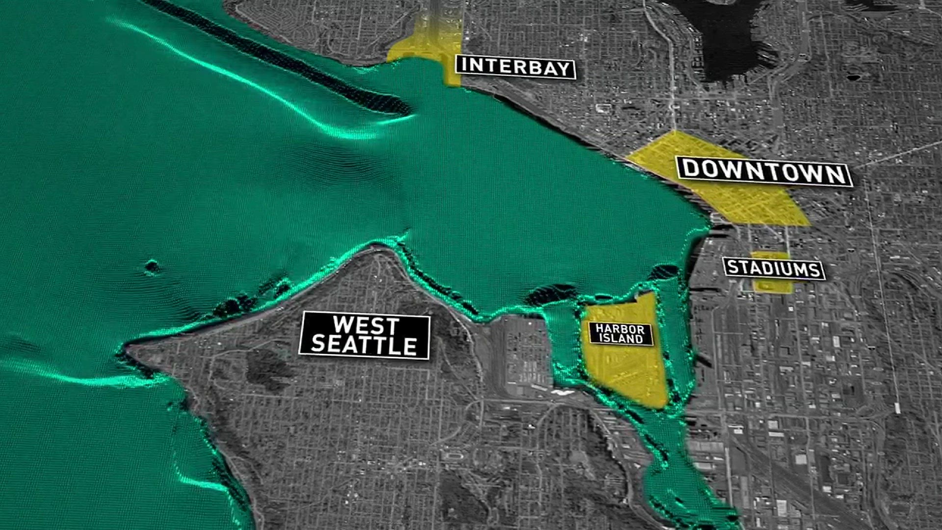 Graphic: Areas of Seattle that would be flooded in a tsunami