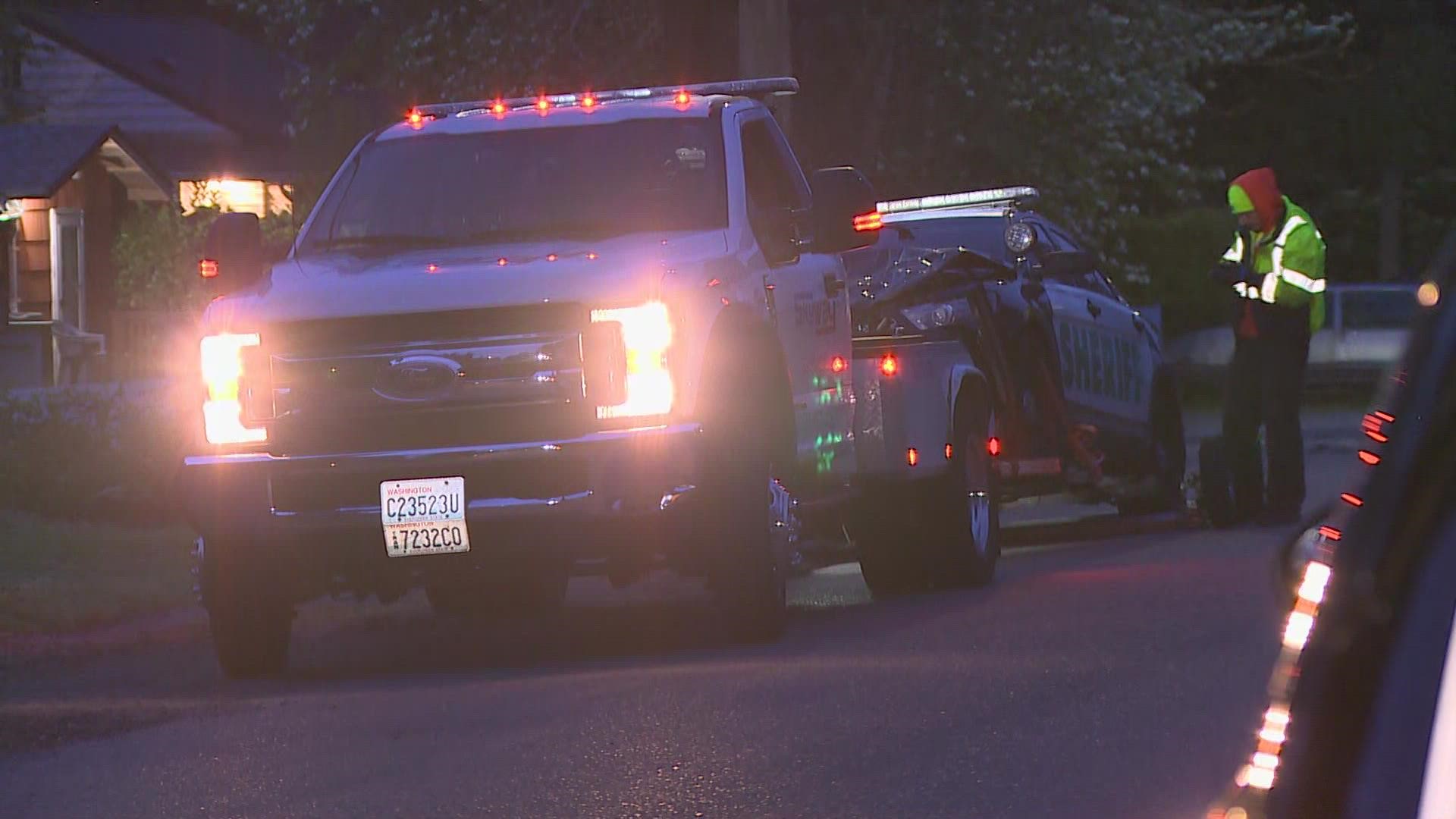 A deputy attempted a traffic stop at S. 116th St. and 1st Ave S. in Burien when the suspect backed up and rammed the troopers vehicle before taking off