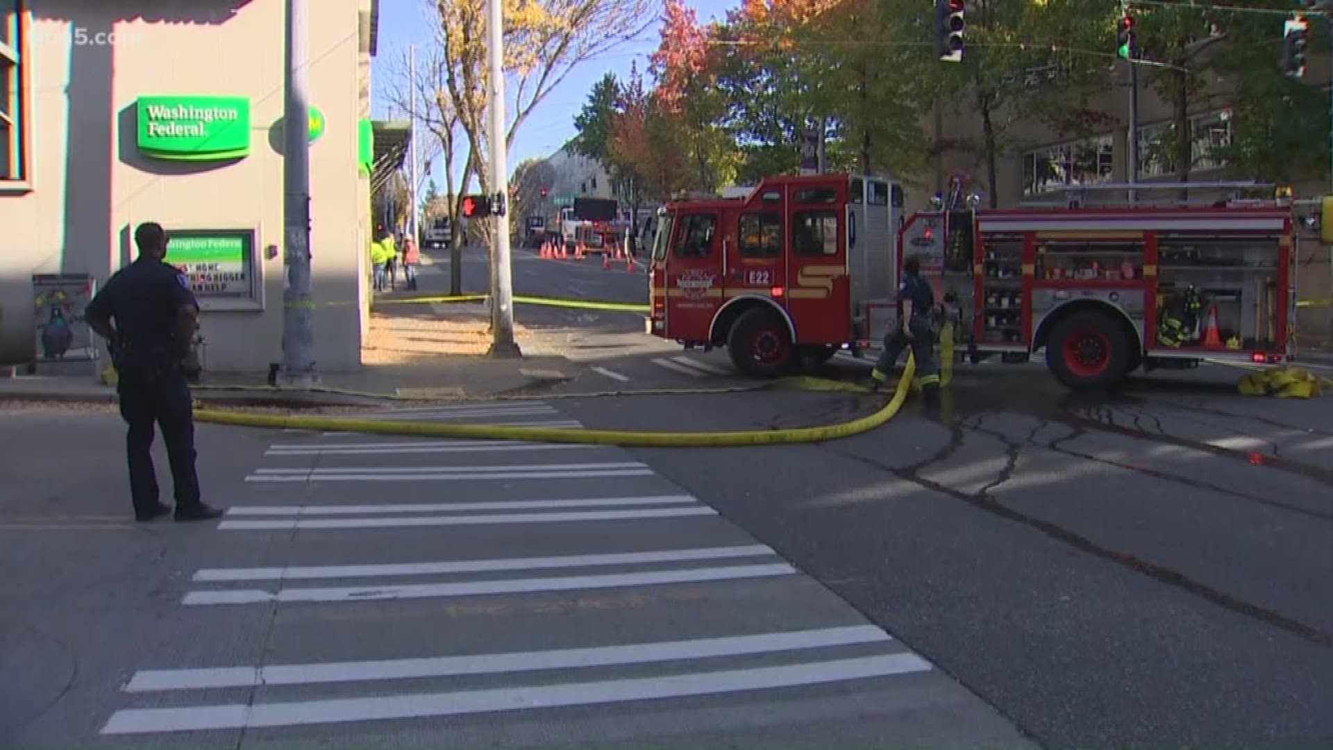 Seattle fire officials said the gas leak near Brooklyn Ave. NE and NE 45th Street was secured around 5:15 p.m. The leak caused evacuations in the surrounding area.