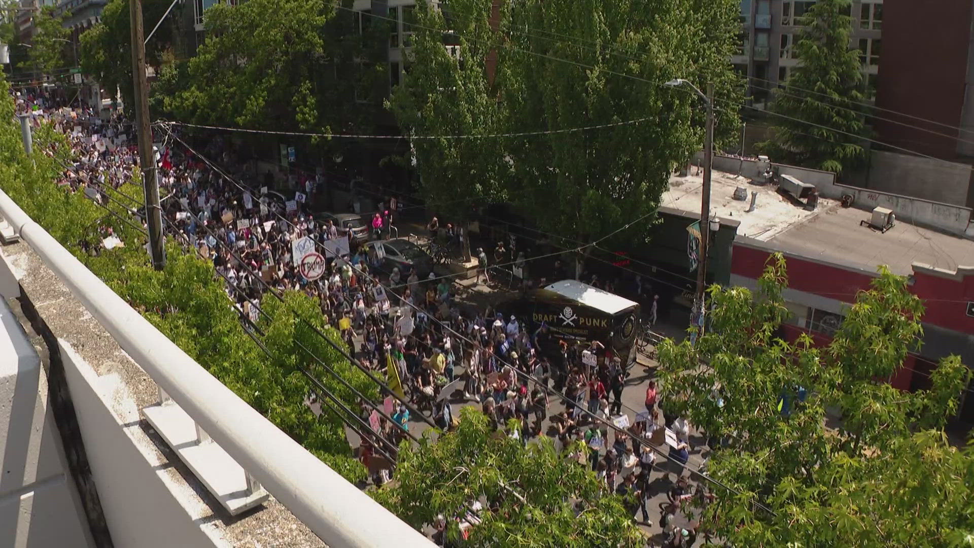 Rally organizers reported turnout estimates of about 5,000 in Kirkland, 3,500 to 4,000 in Tacoma, 2,500 in Issaquah, and 2,000 to 3,000 in Poulsbo.