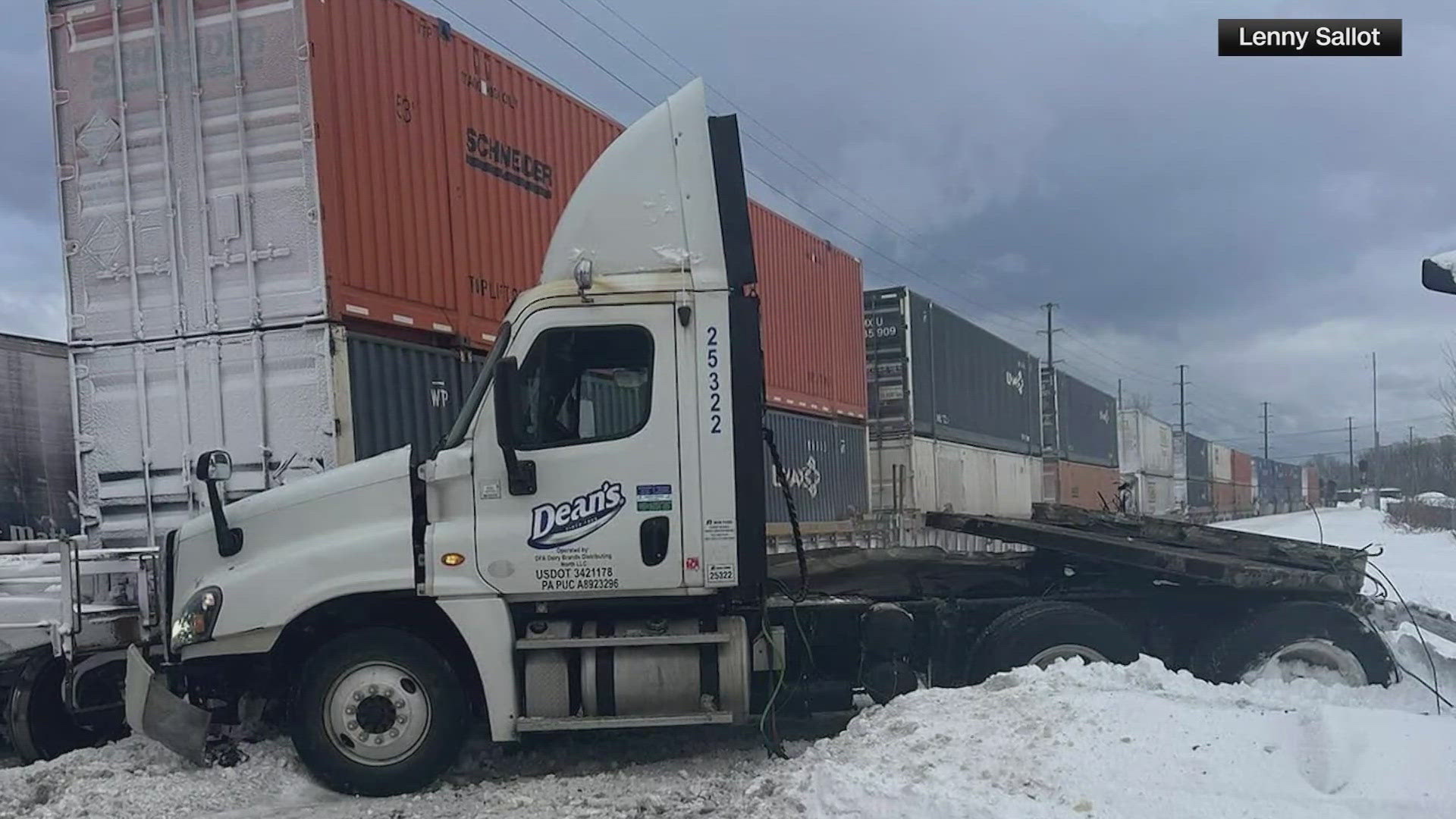 Video shows train plowing through stuck semi truck in Pennsylvania ...