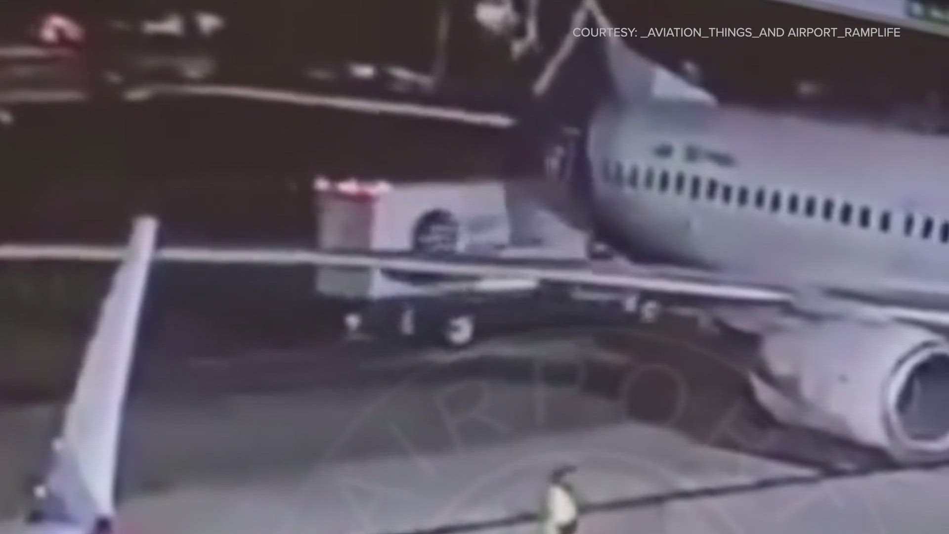 Catering truck runs into Alaska Airlines plane at