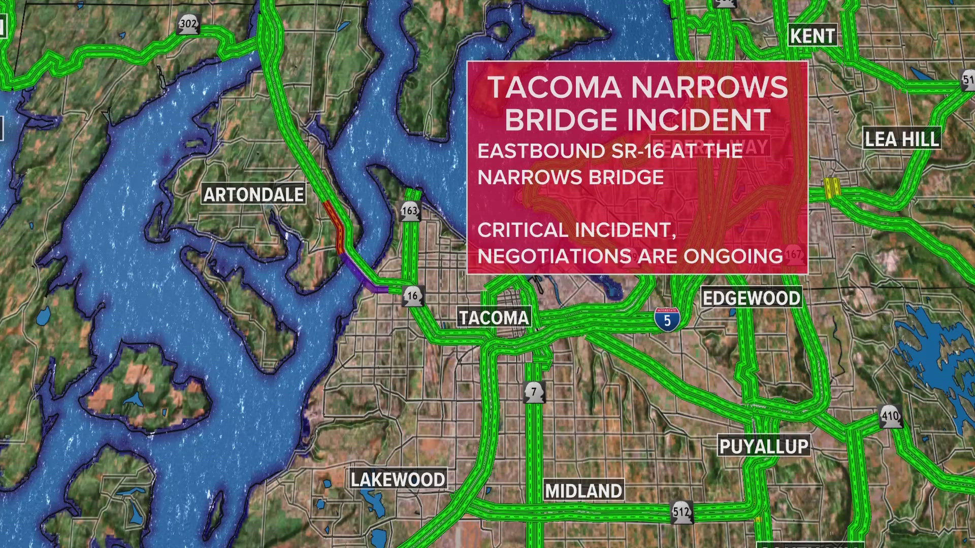 Tacoma Narrows Bridge Eastbound Lanes Closed During Emergency Response