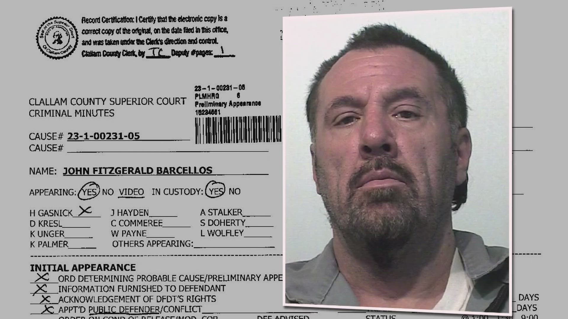 John Barcellos is accused of trying to run a group of children over with his car and threatening them with an axe.