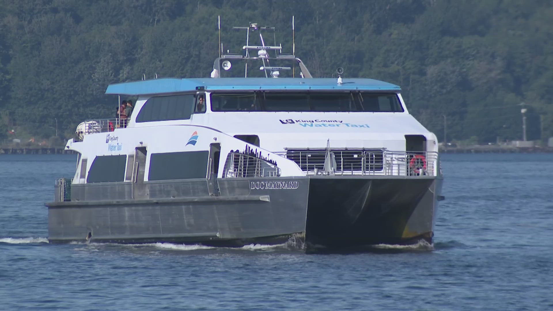 The “fast ferry” takes 278 passengers on each sailing from Seattle to Vashon Island, and Seattle to West Seattle