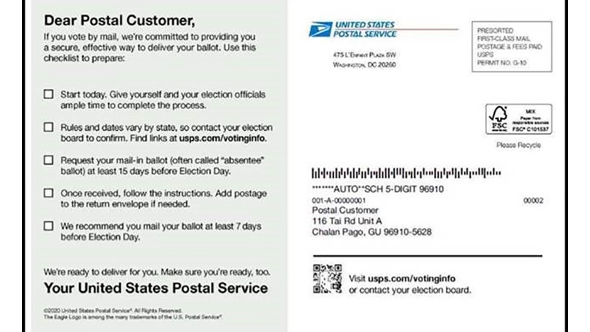 Washington warns USPS mailers give wrong info on mailin ballots r