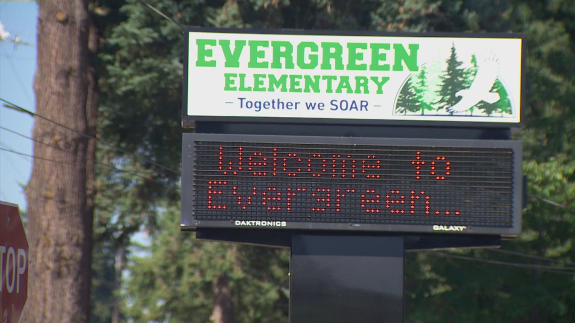 Students return to a brand-new Evergreen Elementary