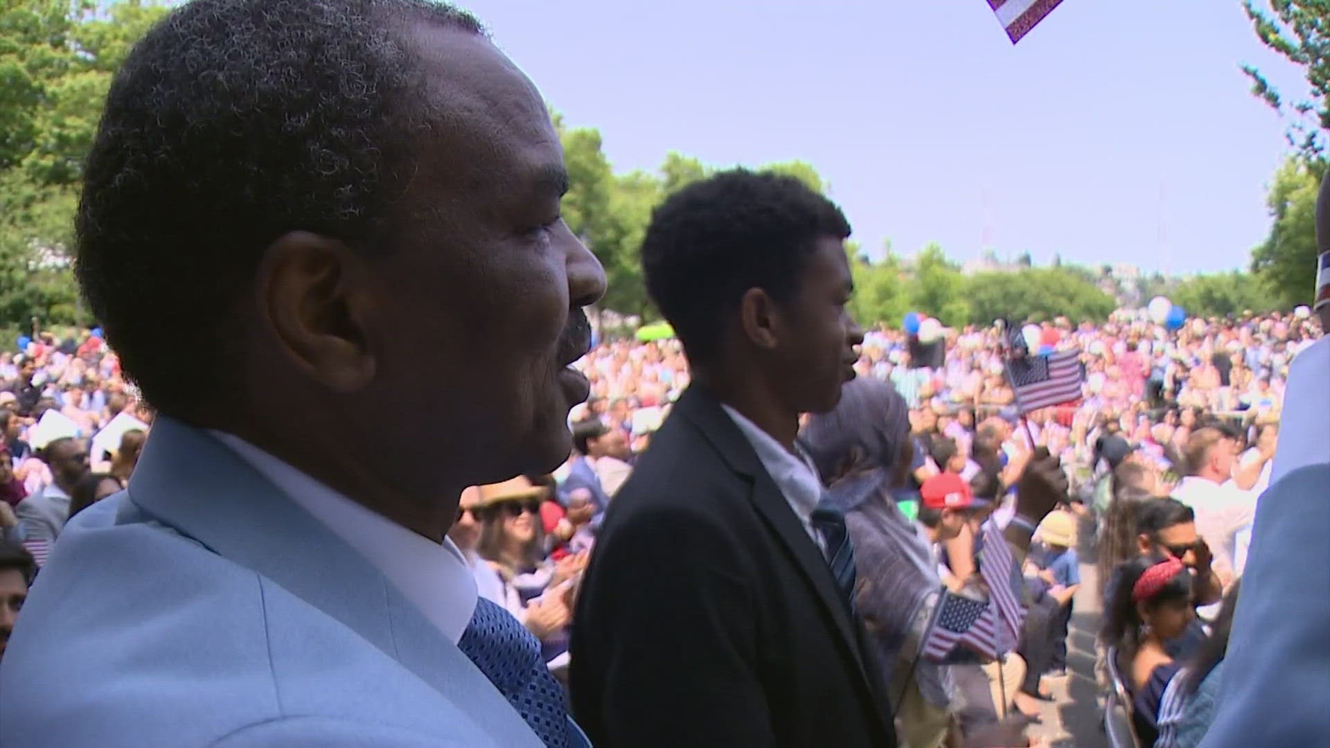 The new citizens took part in the 38th Annual Naturalization Ceremony in Seattle.