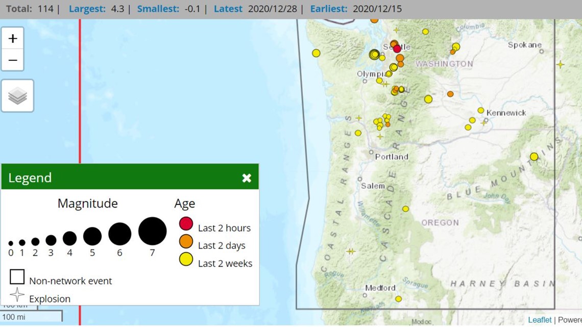 Two small earthquakes hit western Washington on Monday
