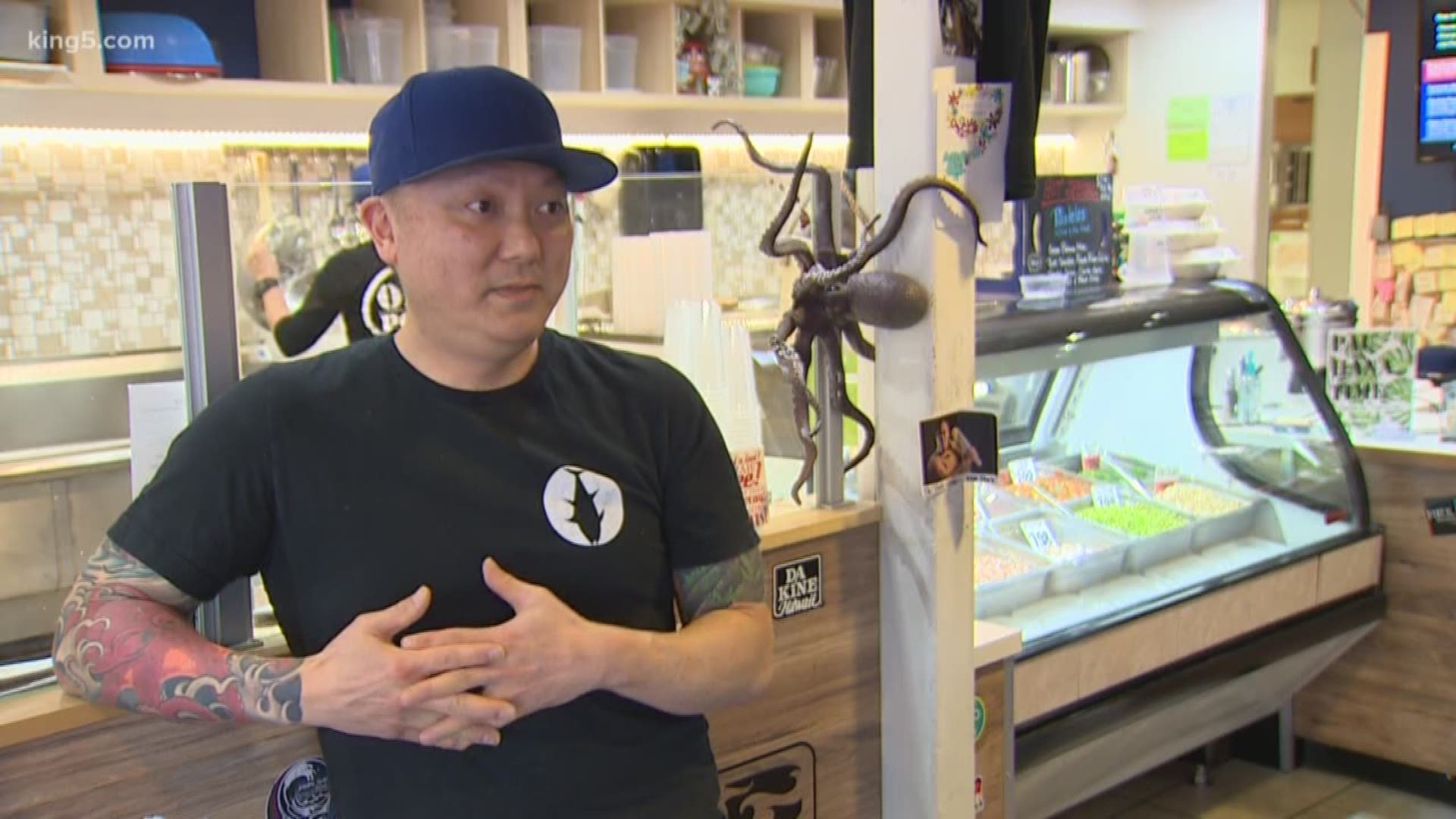 Neighbors helping neighbors: Steven Ono said he plans to hire one or two laid off restaurant workers who want to learn how to cut fish and make poke.