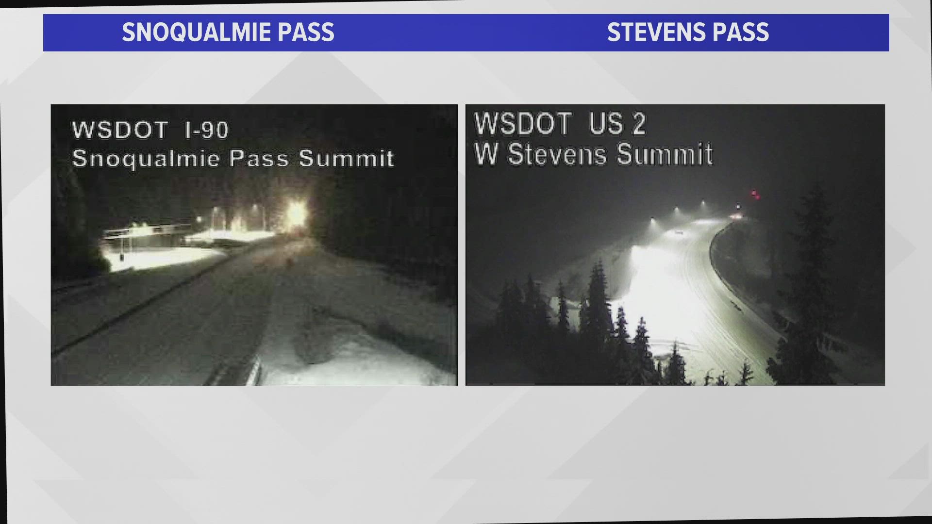 Snoqualmie Pass Closed Between North Bend And Ellensburg Due To Severe Weather And Crashes King5 Com