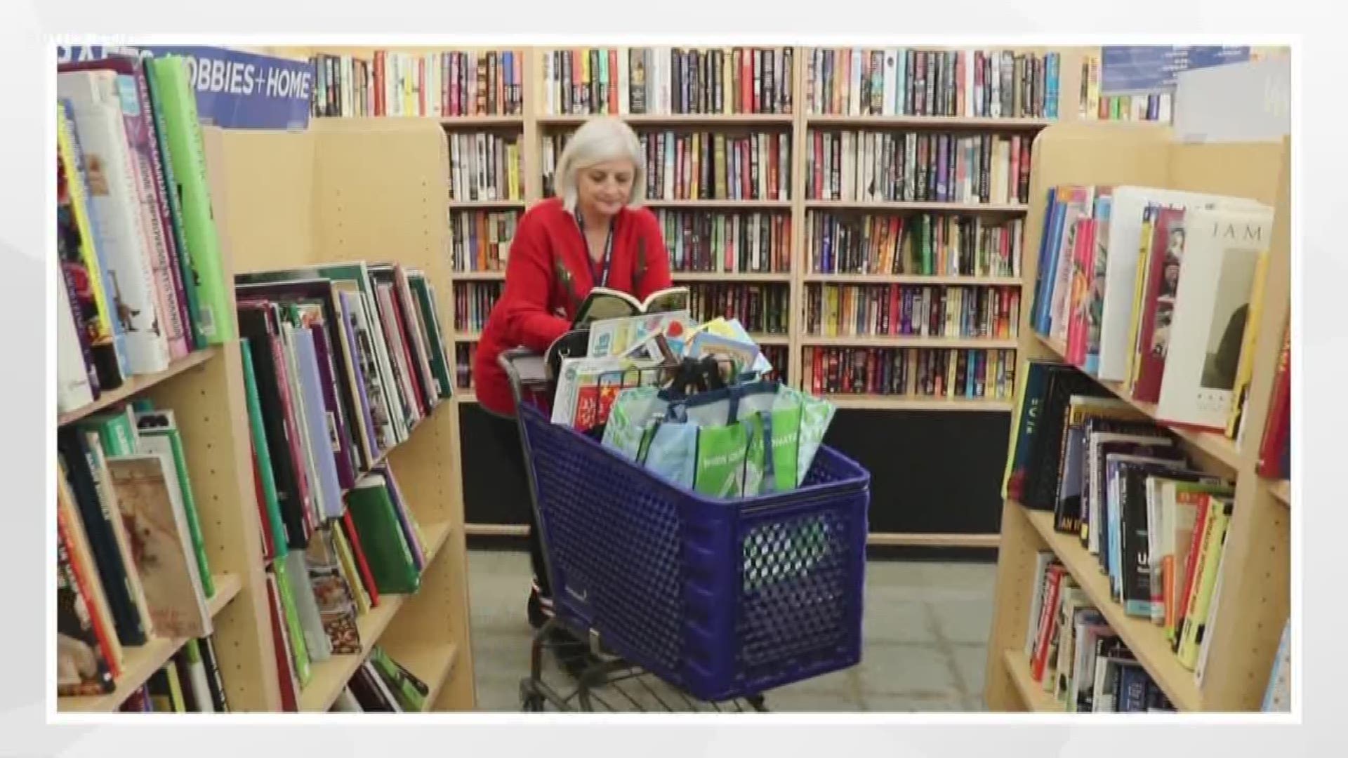 A local librarian is honored for turning a storage room into a school library by hand selecting and purchasing thousands of books from Goodwill
