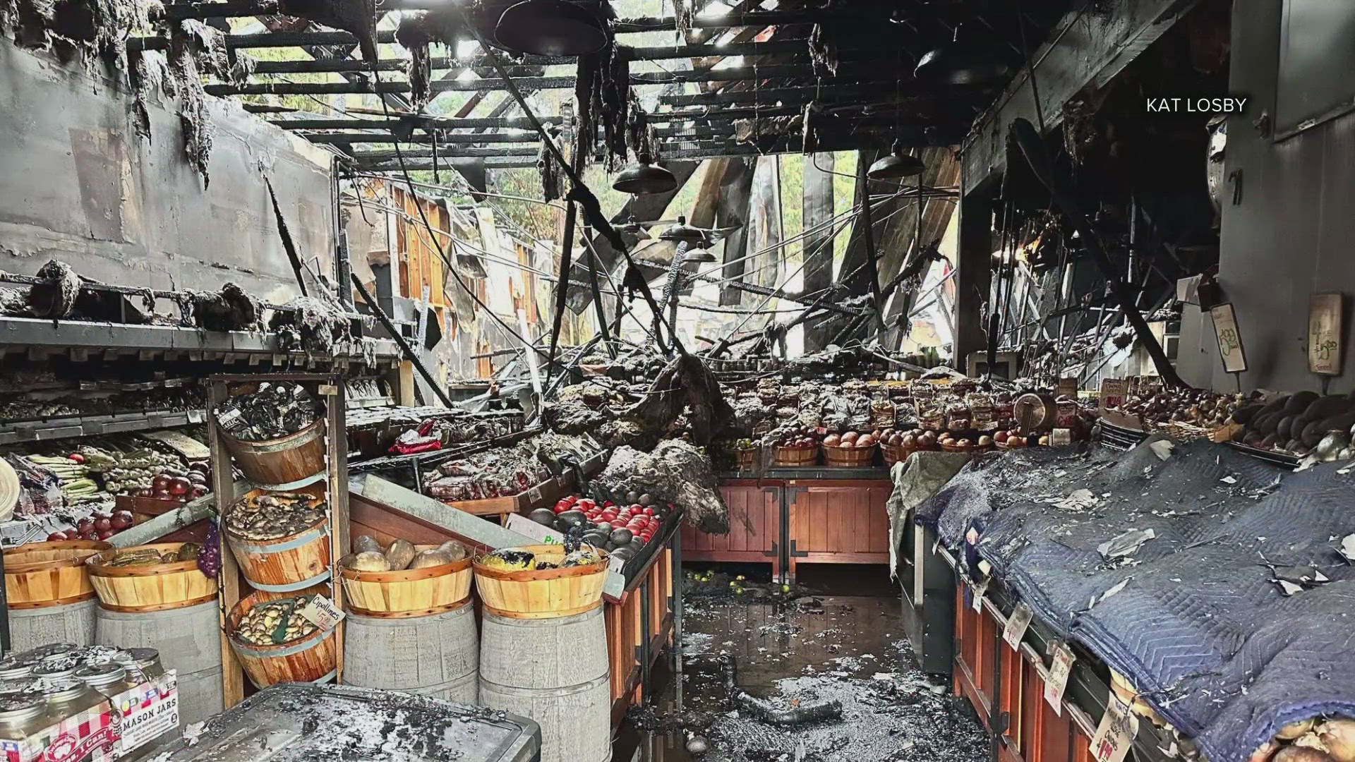 A fire ripped through Top of the Hill Quality Produce in the Renton Highlands early Saturday.