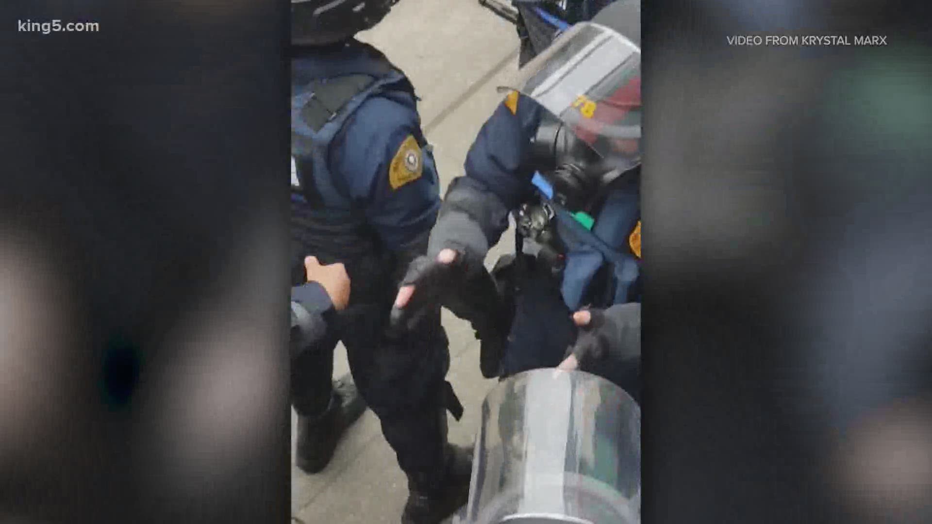 A Washington State Patrol trooper's words were caught on tape at a Seattle protest against police brutality. WSP called it a 'poor choice of words.'