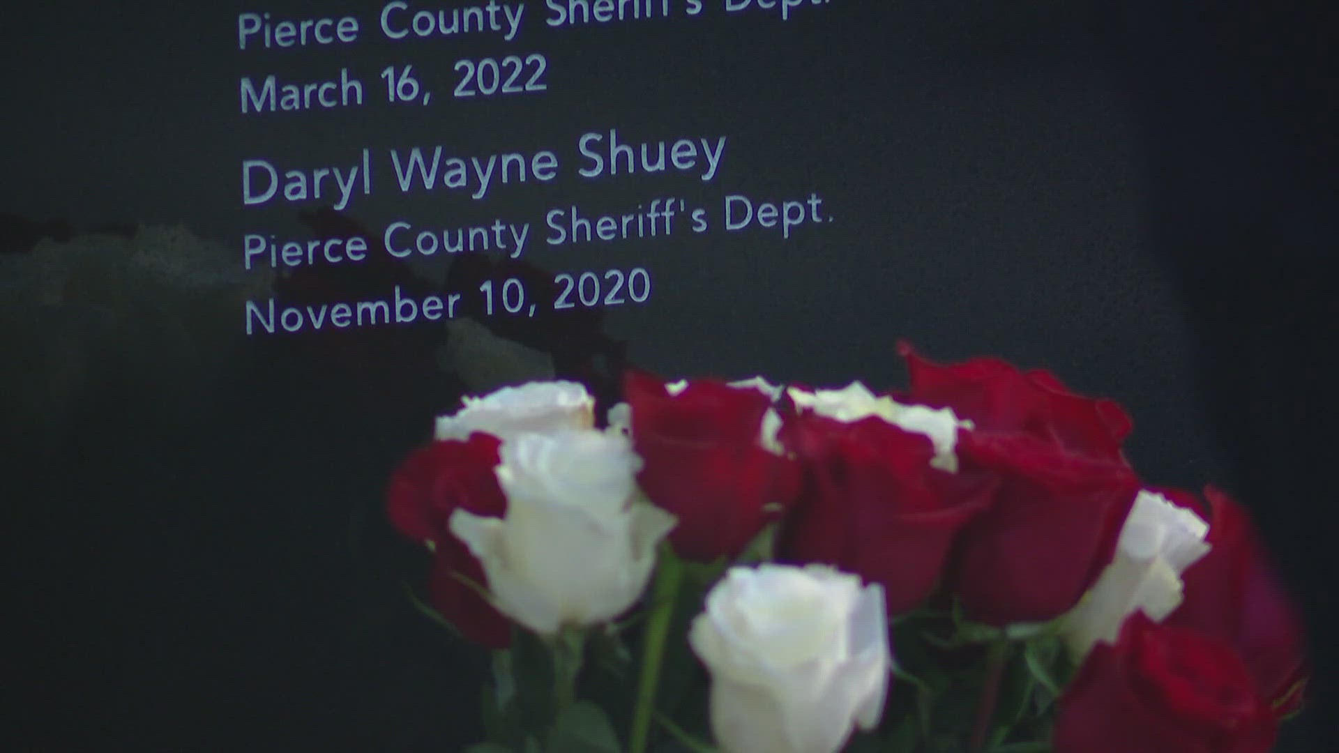 Pierce County Deputy Daryl Shuey's widow fought for years to get his name on a memorial in Pierce County, but specific criteria prevented it from happening.