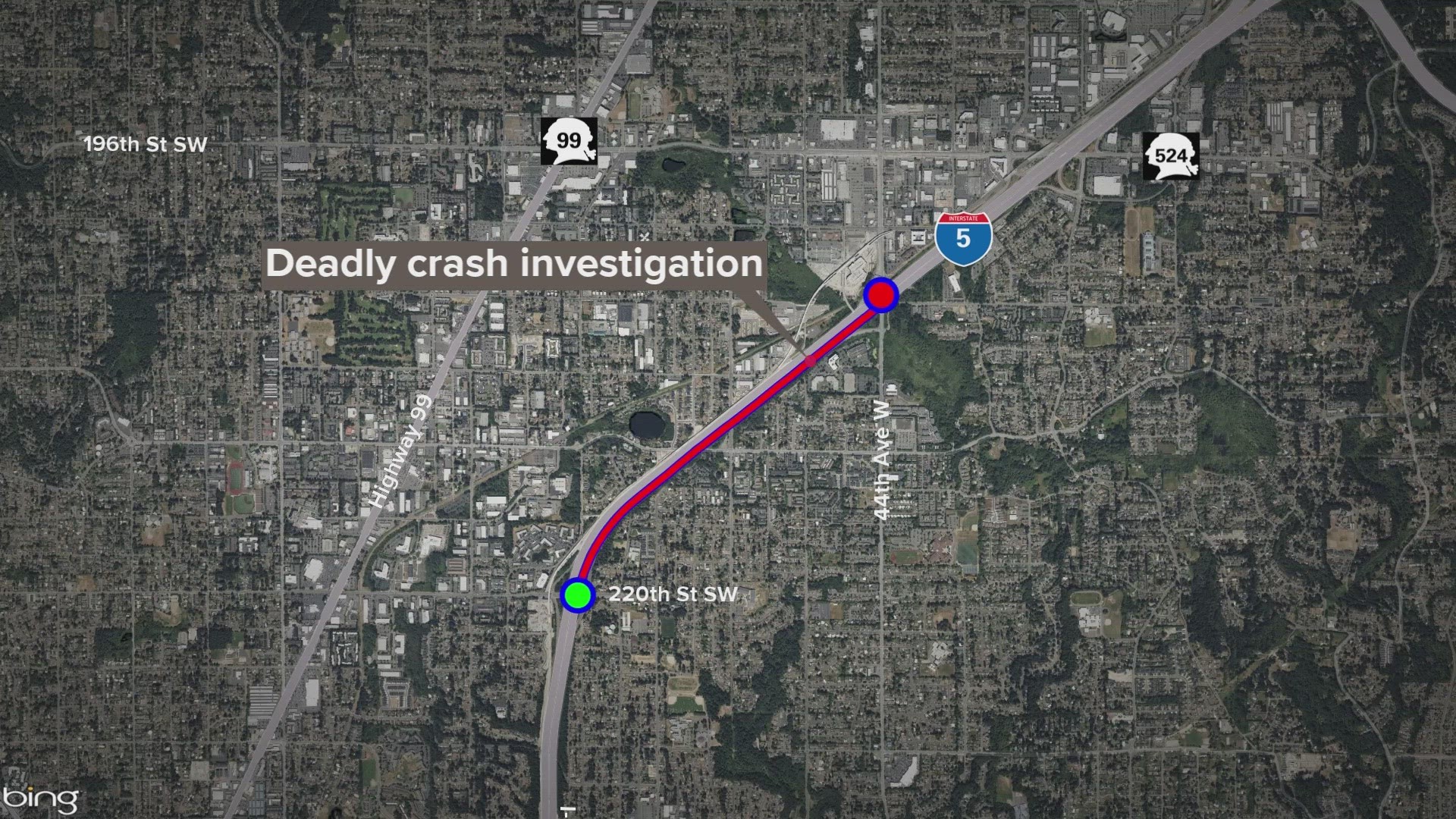 One person was hit and killed by a car on I-5 N in Lynnwood early Monday morning