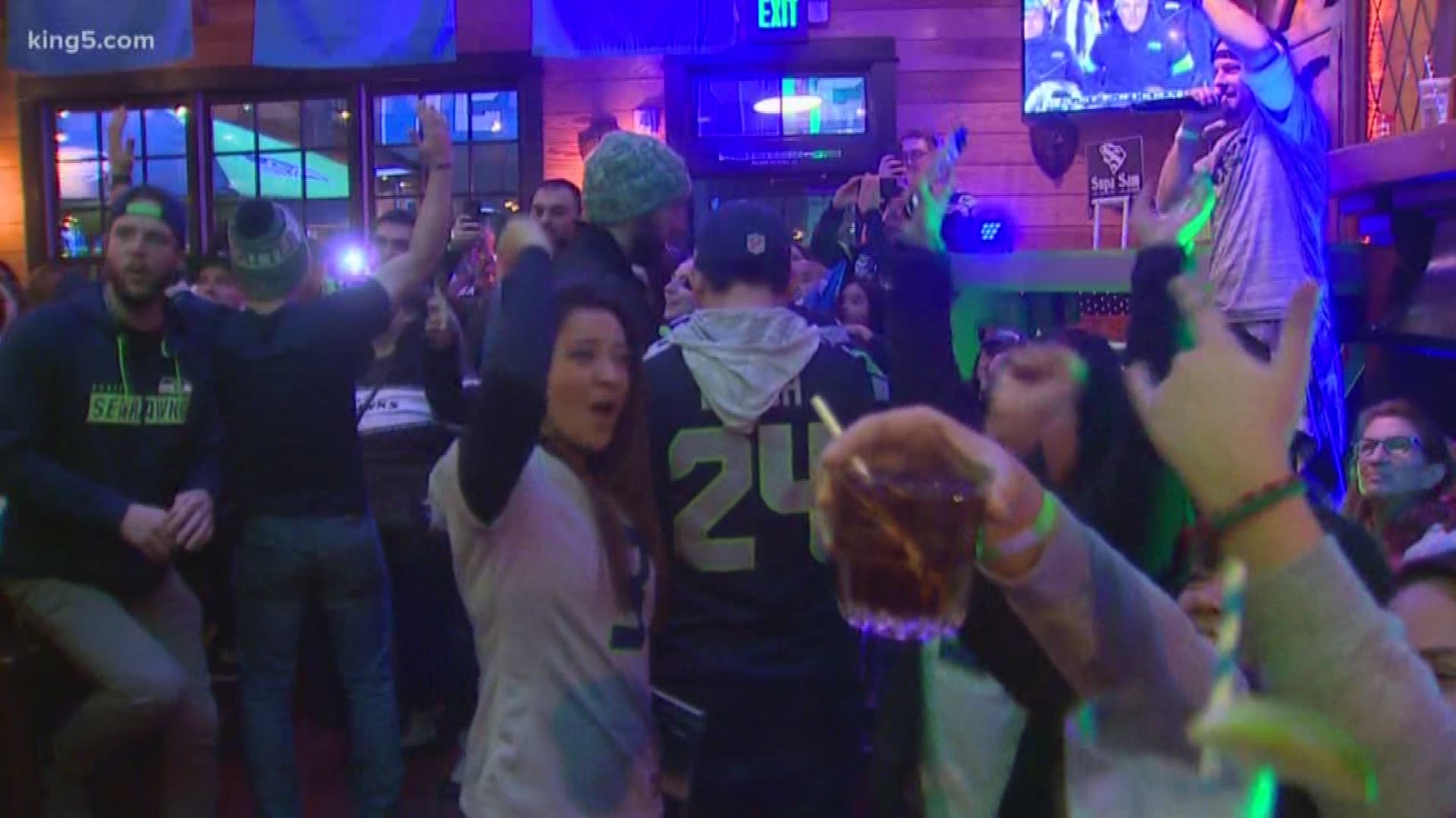 Fans gathered to cheer on the Hawks as they stole victory from the Philadelphia Eagles in the wild card round. Next they travel to Green Bay to take on the Packers.