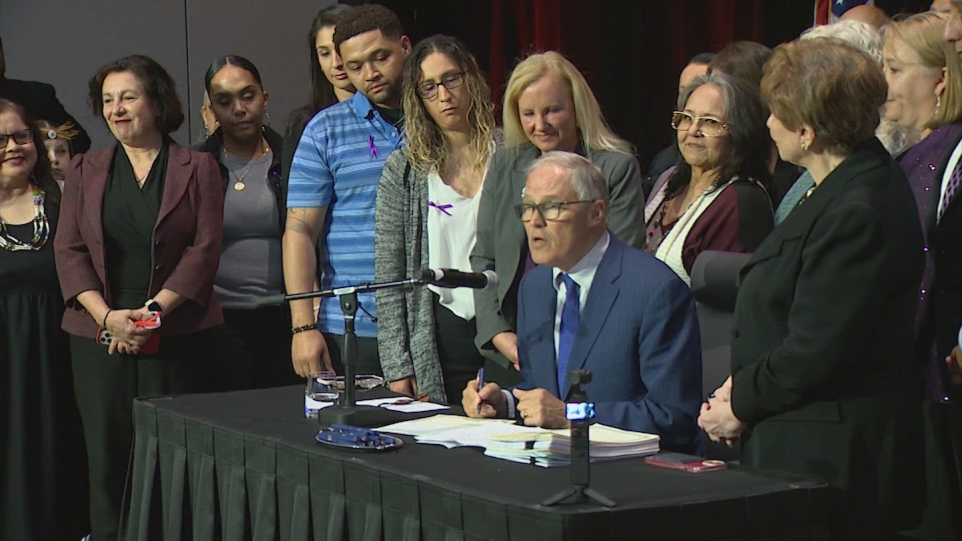 Gov. Jay Inslee signed seven laws Tuesday on the Tulalip reservation to provide fentanyl awareness and make Narcan more available in schools, among others.