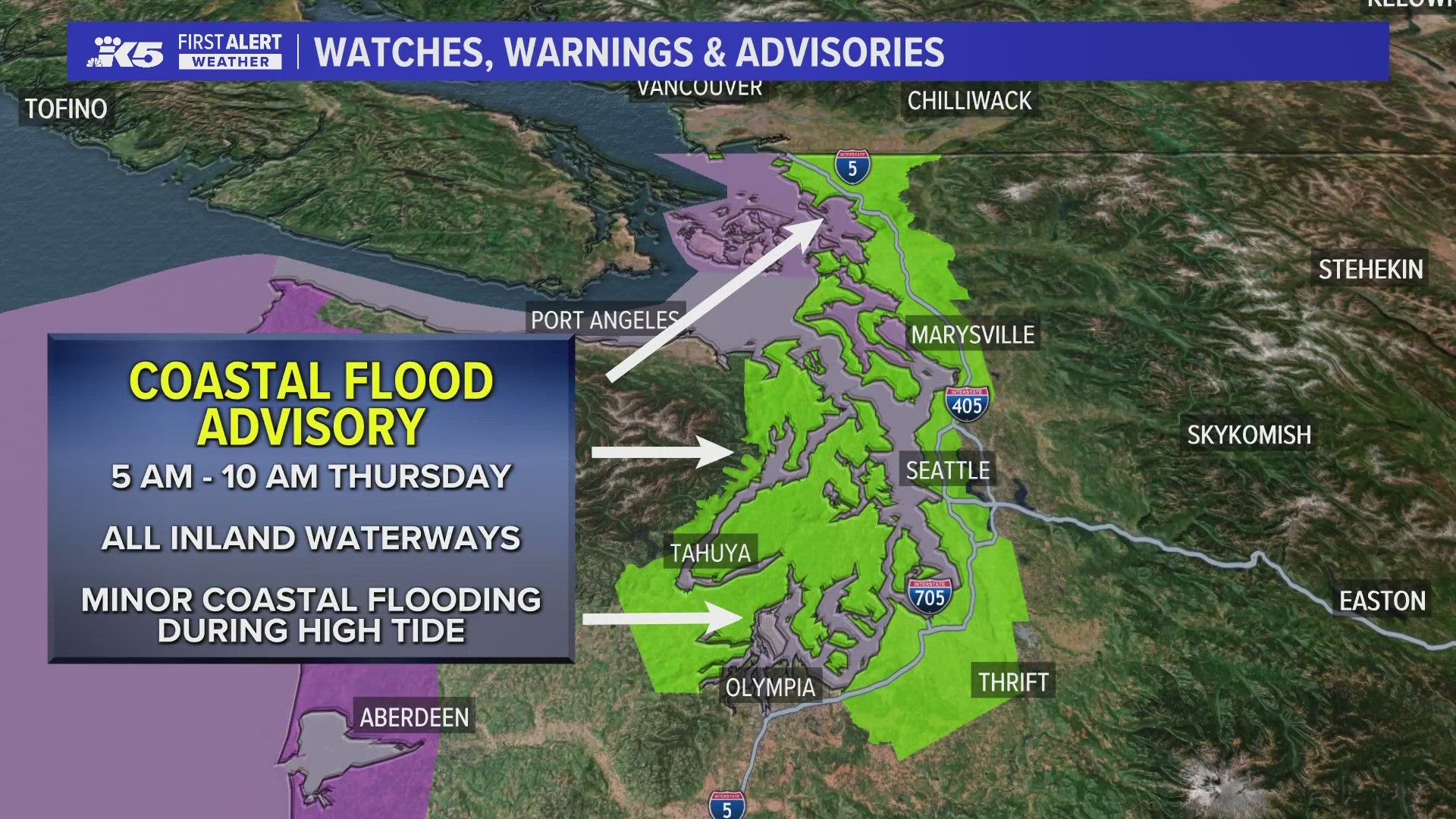Coastal Flood Advisory issued for shorelines of Puget Sound | king5.com