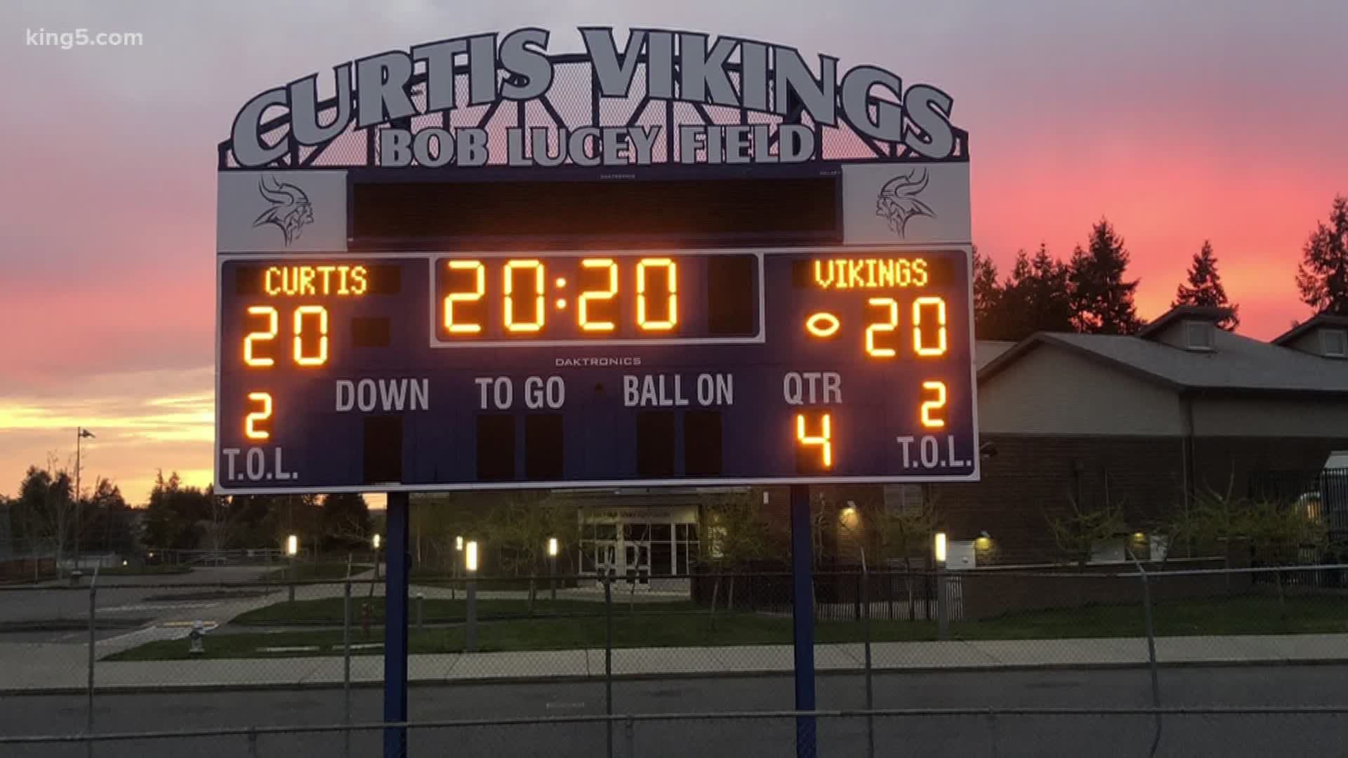 Several high school football stadiums across Washington state turned on their lights for 20 minutes to honor the 2020 senior athletes who lost their season.