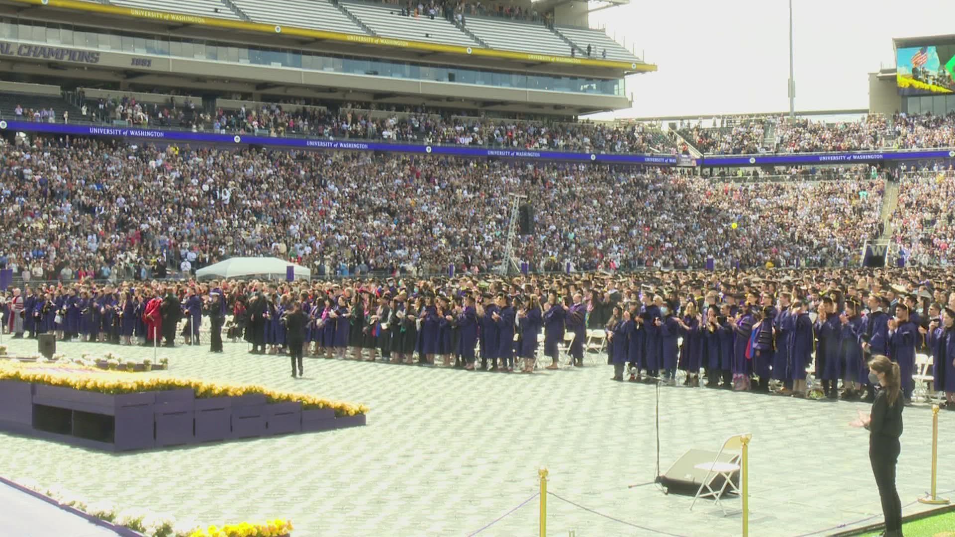 An estimated 50,000 spectators flocked to Seattle to celebrate UW's first in-person commencement ceremony since 2019.