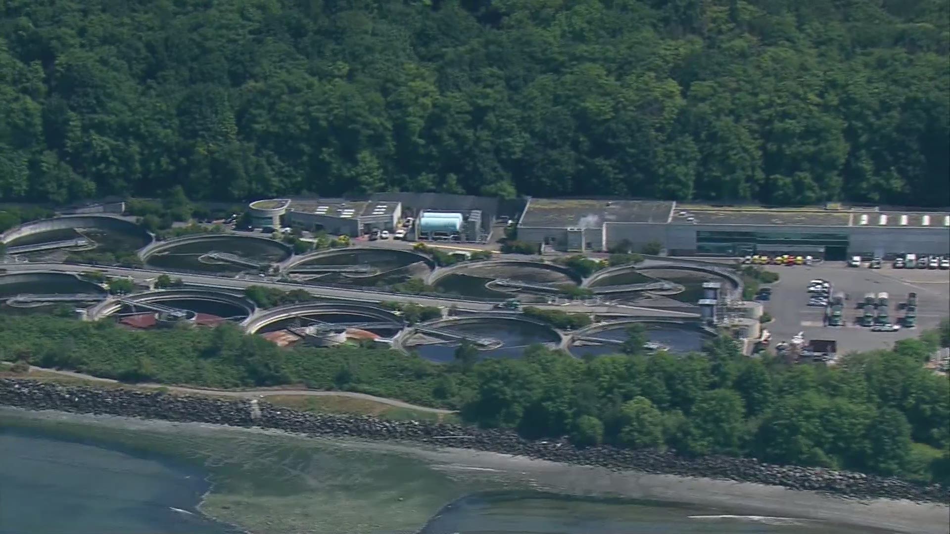 SkyKING flew over the West Point Wastewater Treatment Plant after 3 million gallons of untreated sewage poured into Puget Sound Friday.