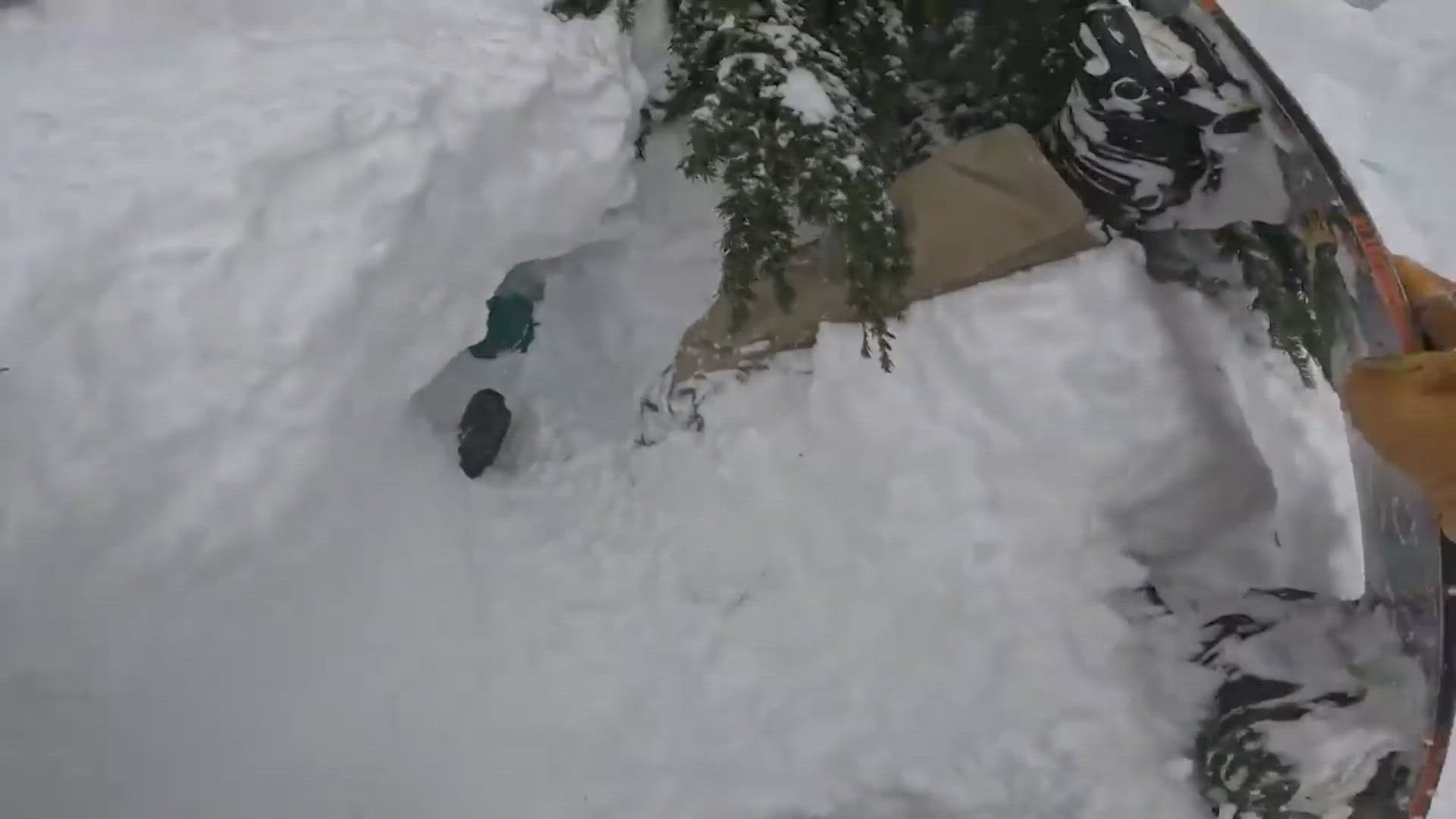 A heart-pounding rescue was caught on camera when a skier spotted a snowboarder buried under six feet of snow on Mt. Baker earlier this month.