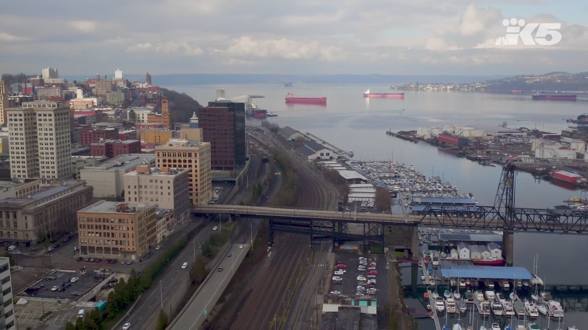 Take in a birds-eye view of Tacoma from the KING 5 drone Dexter.