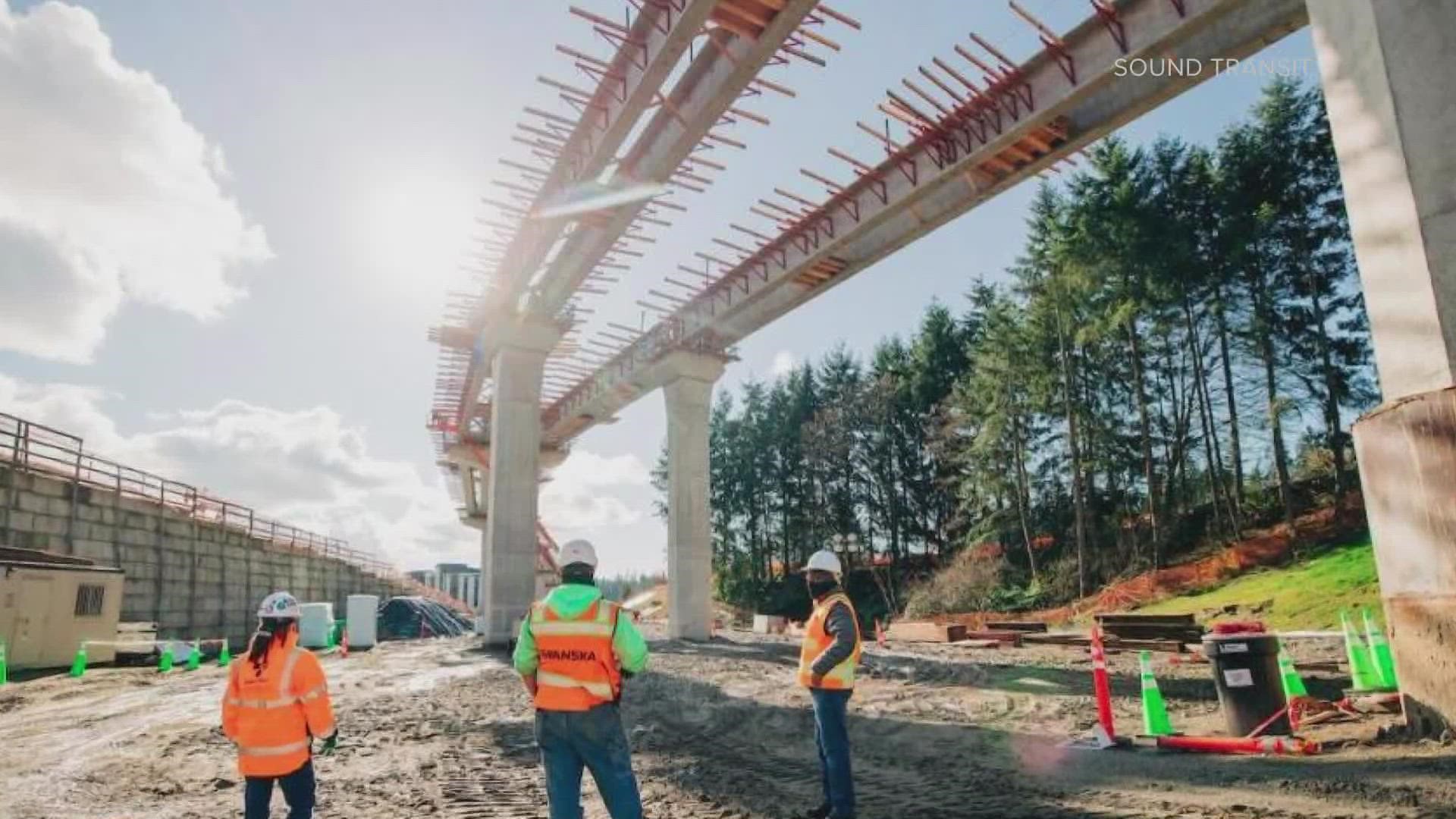 Light rail extension from Seattle to Lynnwood halfway complete king5