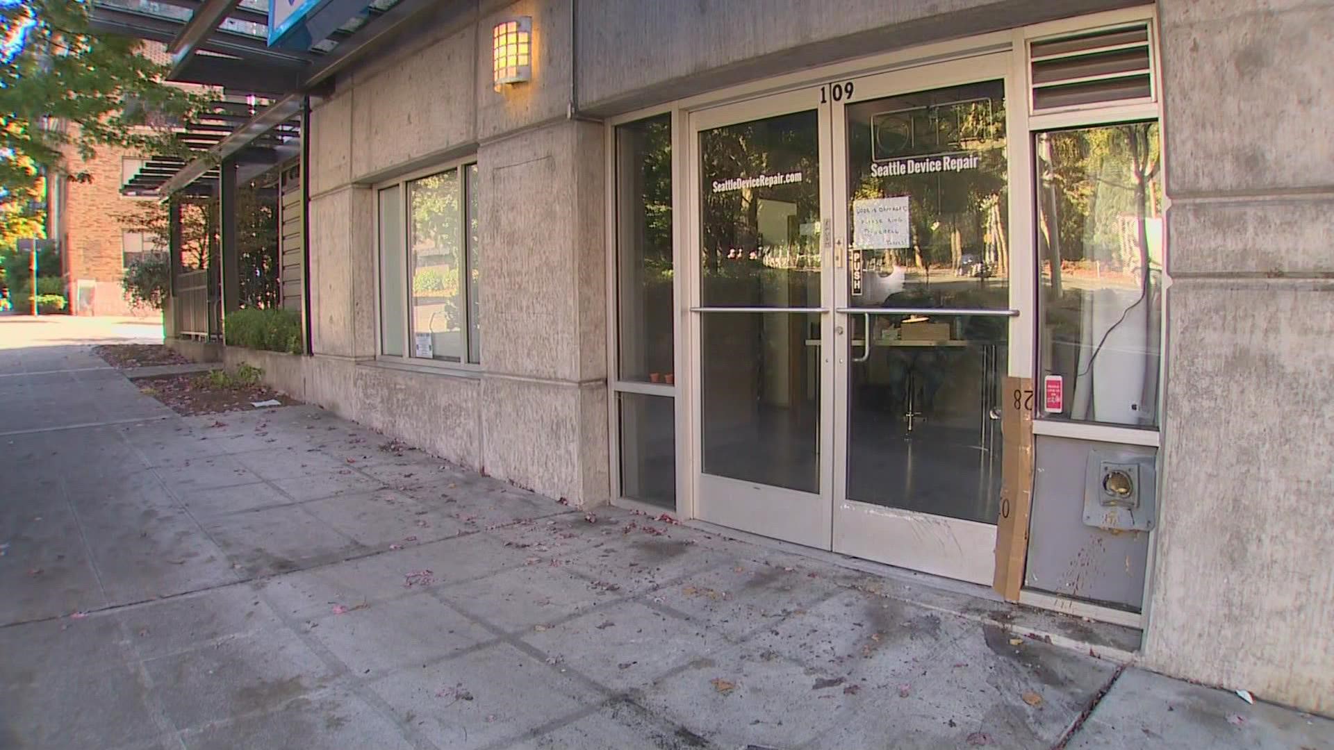 The man was arrested in Seattle's Belltown neighborhood after crashing into a business at 2nd Avenue and Denny Way.