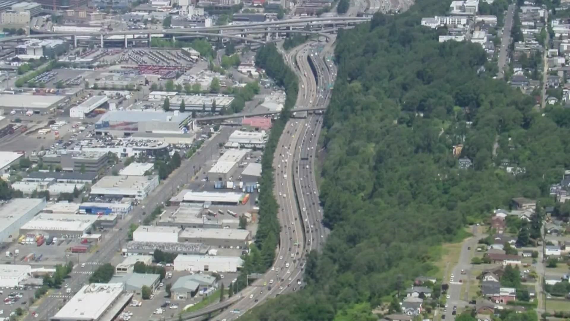 Several lanes of Interstate 5 southbound will close Thursday night into Friday morning between Interstate 90 and the West Seattle Bridge.