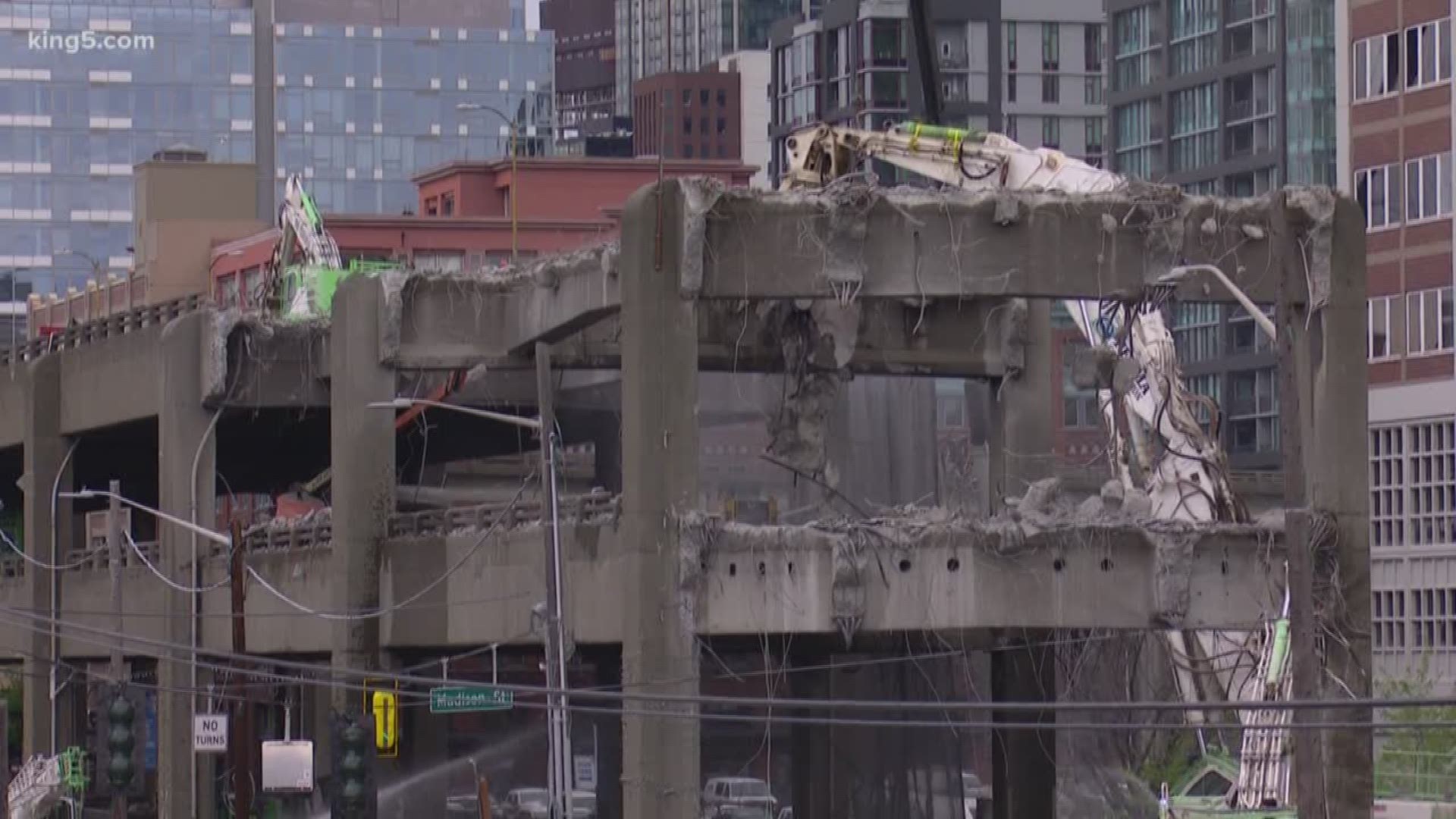 Businesses along the Seattle waterfront have been told viaduct demolition is about 3 weeks behind schedule. They are now worried about the impact this could have on business during the summer tourism season. KING 5's Kalie Greenberg explains what is happening.