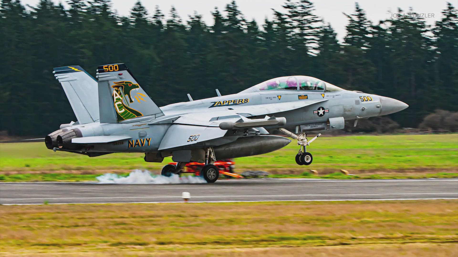 The aircraft was part of a squadron that recently returned to Washington from a nine-month deployment protecting international waters.